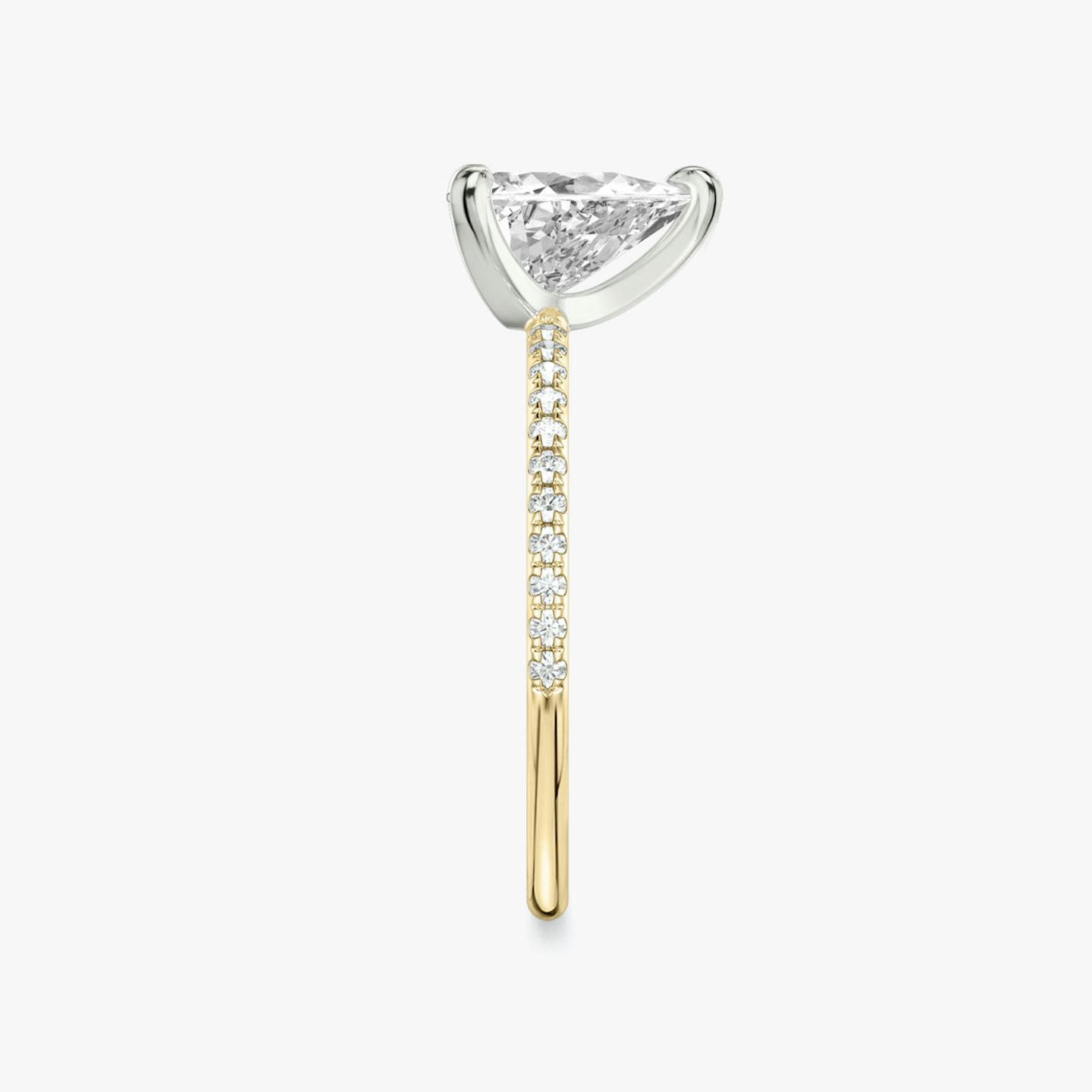 The Classic | Trillion | 18k | Yellow Gold and Platinum | bandAccent: Pavé | bandWidth: standard | diamondOrientation: vertical | caratWeight: other