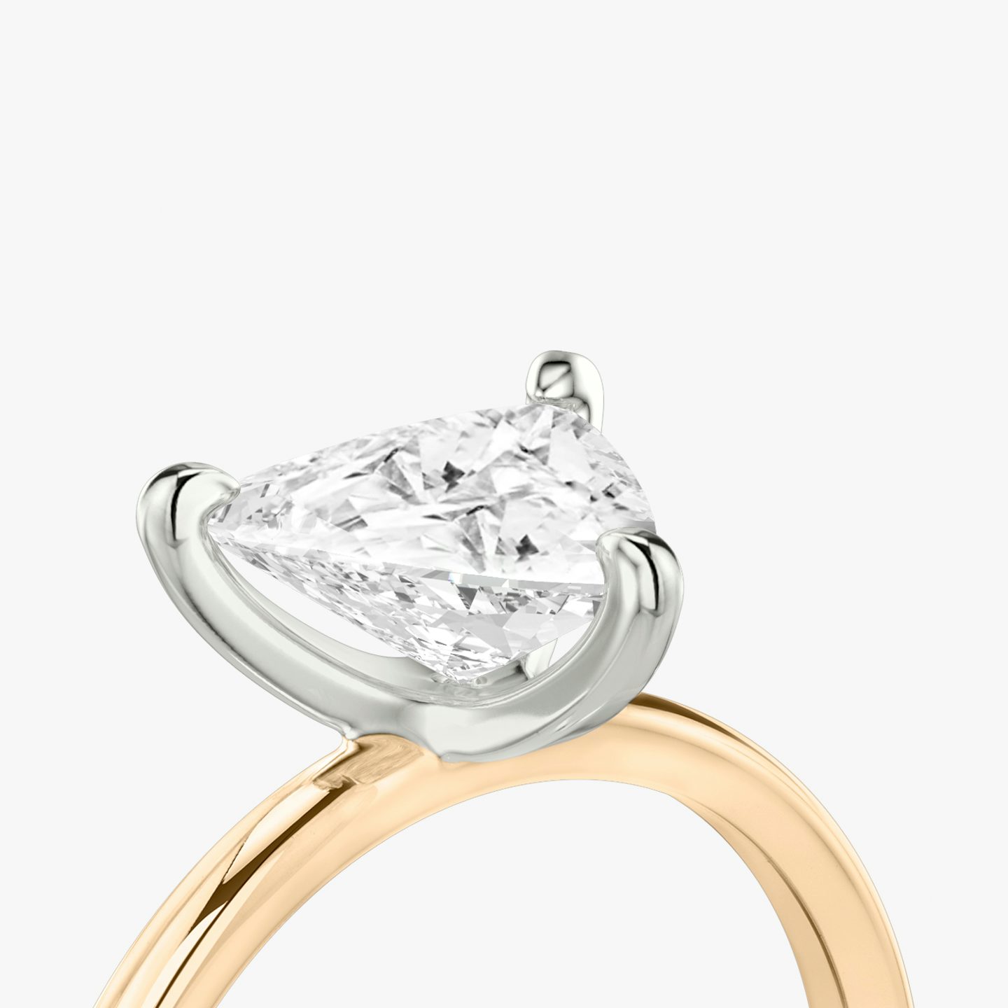 The Classic | Trillion | 14k | Rose Gold and Platinum | bandAccent: Plain | bandWidth: standard | diamondOrientation: vertical | caratWeight: other