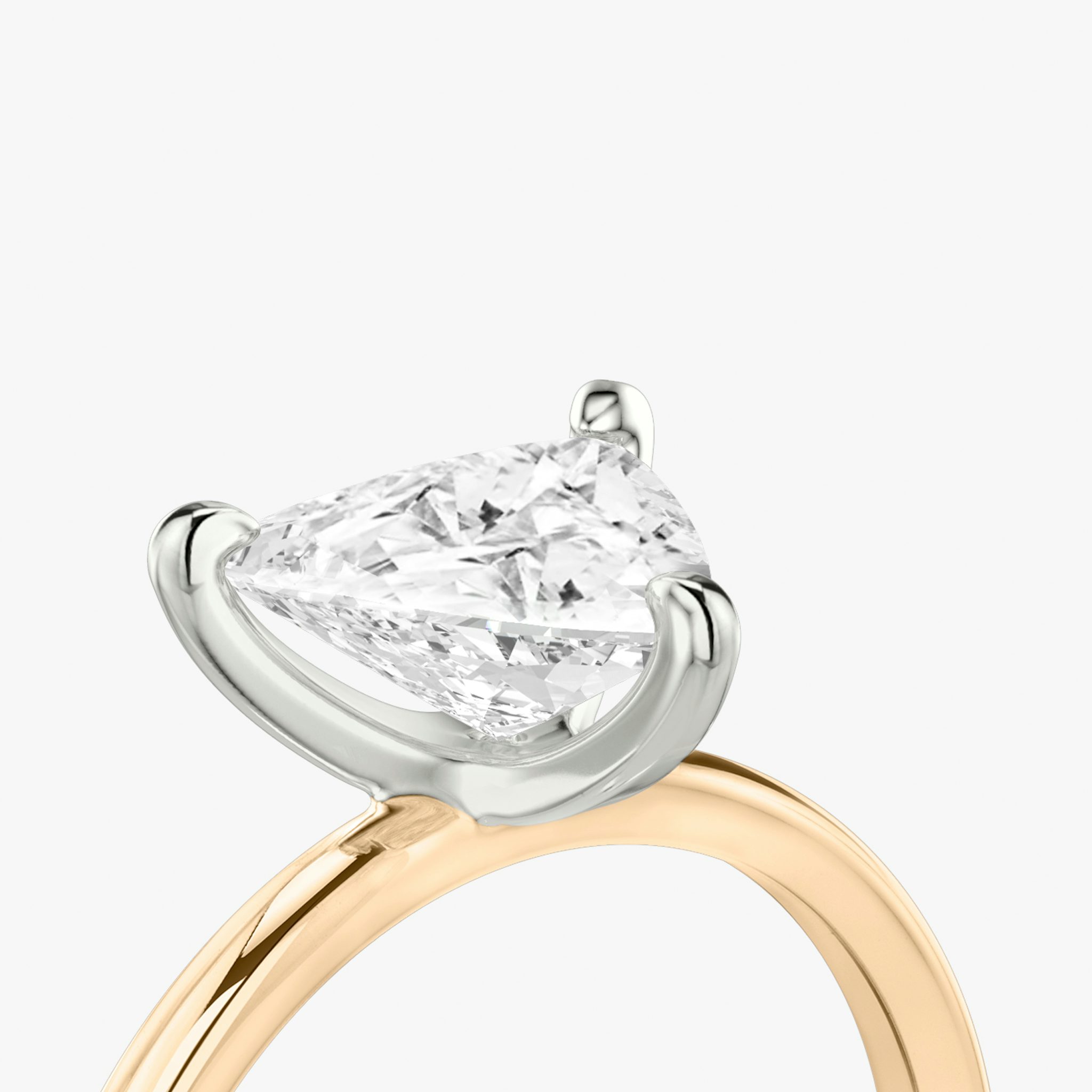 The Classic | Trillion | 14k | Rose Gold and Platinum | bandAccent: Plain | bandWidth: standard | diamondOrientation: vertical | caratWeight: other