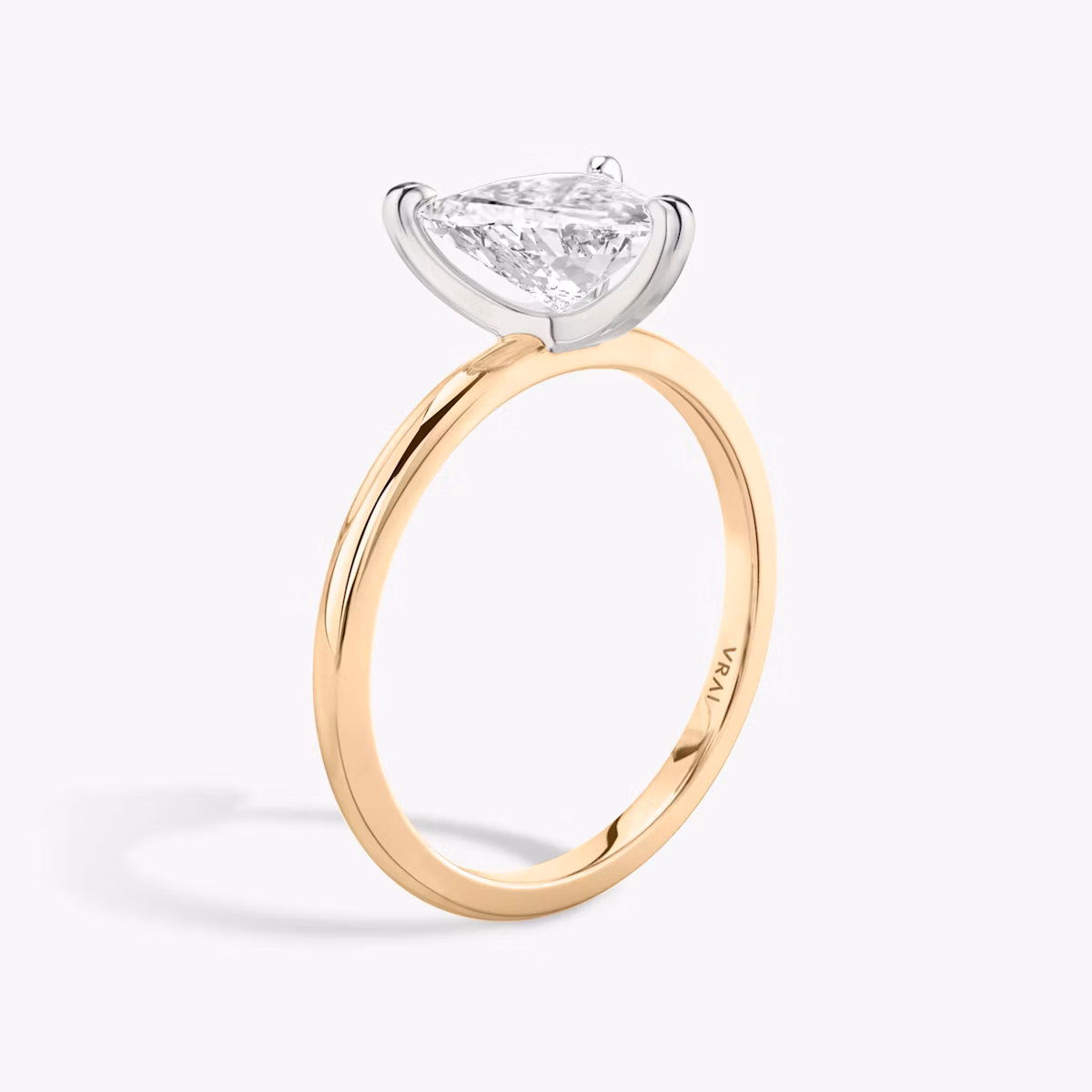 The Classic | Trillion | 14k | Rose Gold and Platinum | bandAccent: Plain | bandWidth: standard | diamondOrientation: vertical | caratWeight: other