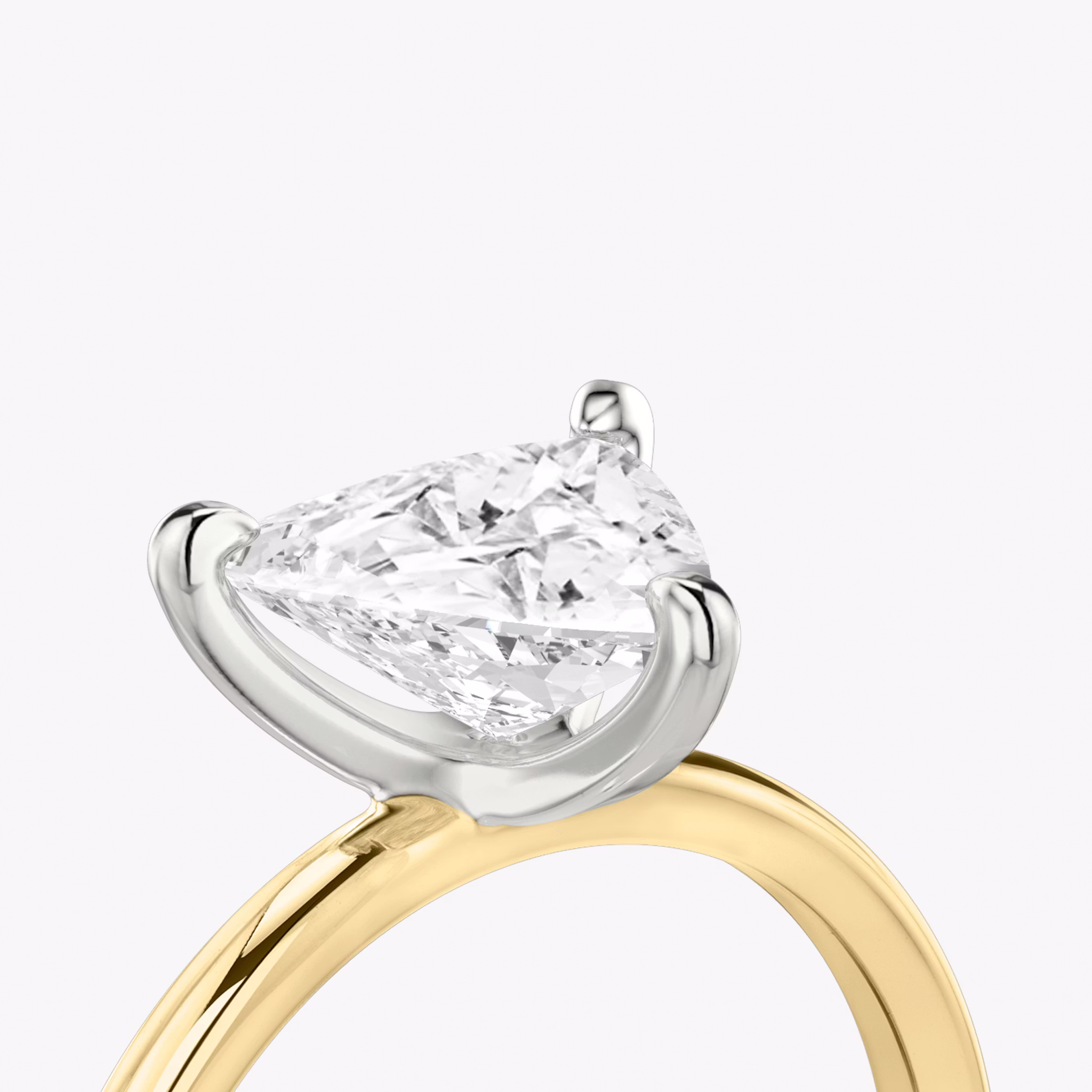 The Classic | Trillion | 18k | Yellow Gold and Platinum | bandAccent: Plain | bandWidth: standard | diamondOrientation: vertical | caratWeight: other