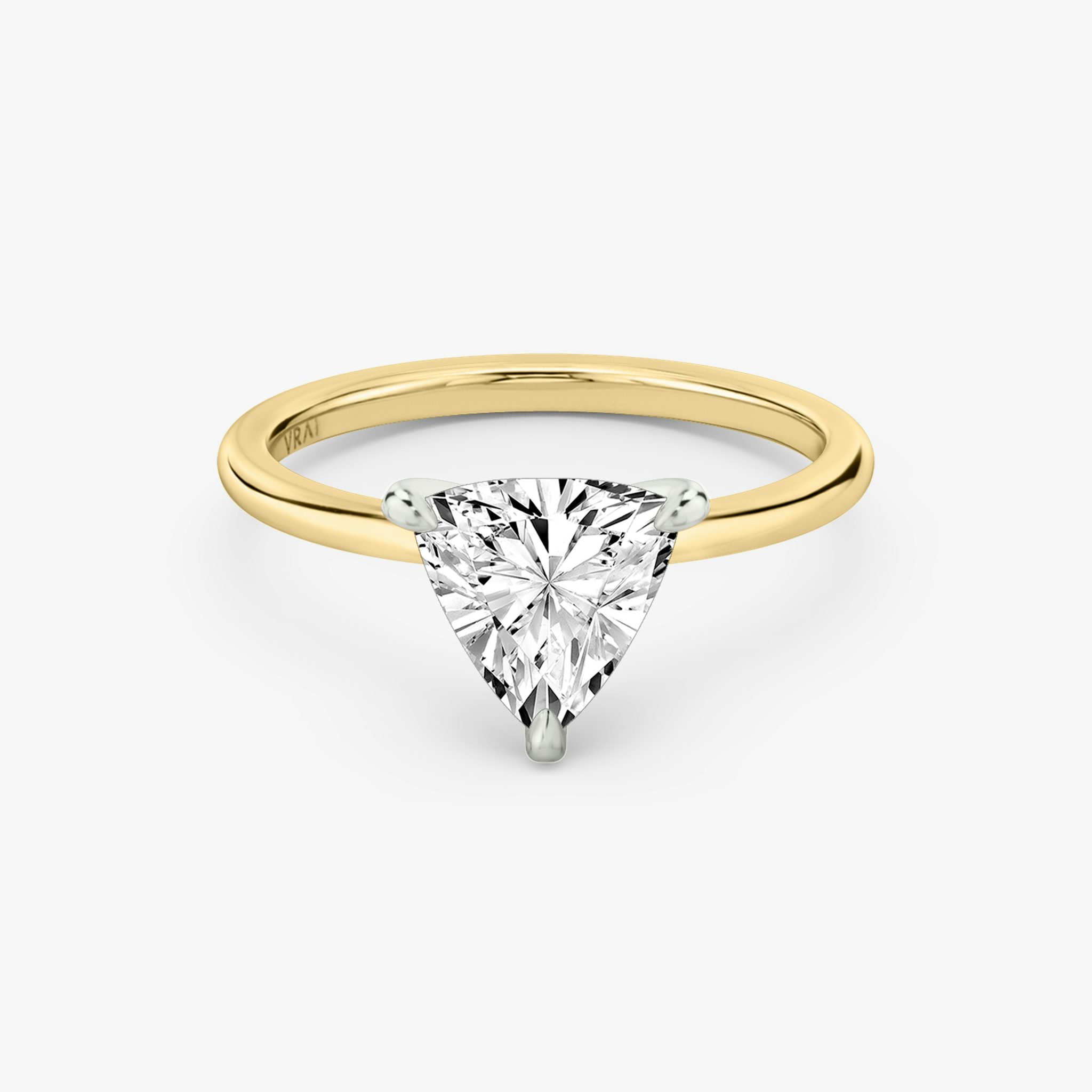 The Classic | Trillion | 18k | Yellow Gold and Platinum | bandAccent: Plain | bandWidth: standard | diamondOrientation: vertical | caratWeight: other