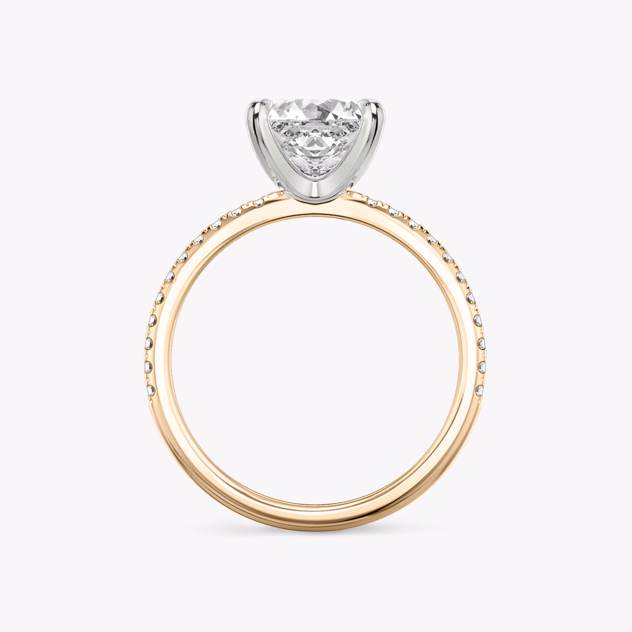 The Classic | Princess | 14k | Rose Gold and Platinum | bandAccent: Pavé | bandWidth: standard | diamondOrientation: vertical | caratWeight: other
