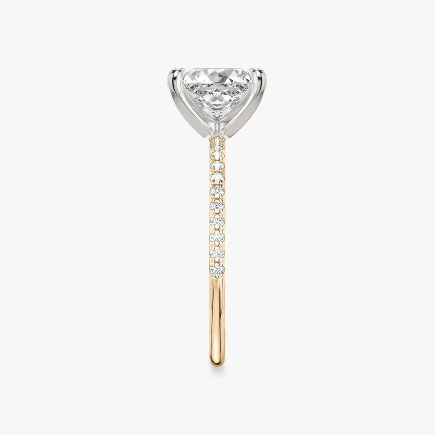 The Classic | Princess | 14k | Rose Gold and Platinum | bandAccent: Pavé | bandWidth: standard | diamondOrientation: vertical | caratWeight: other