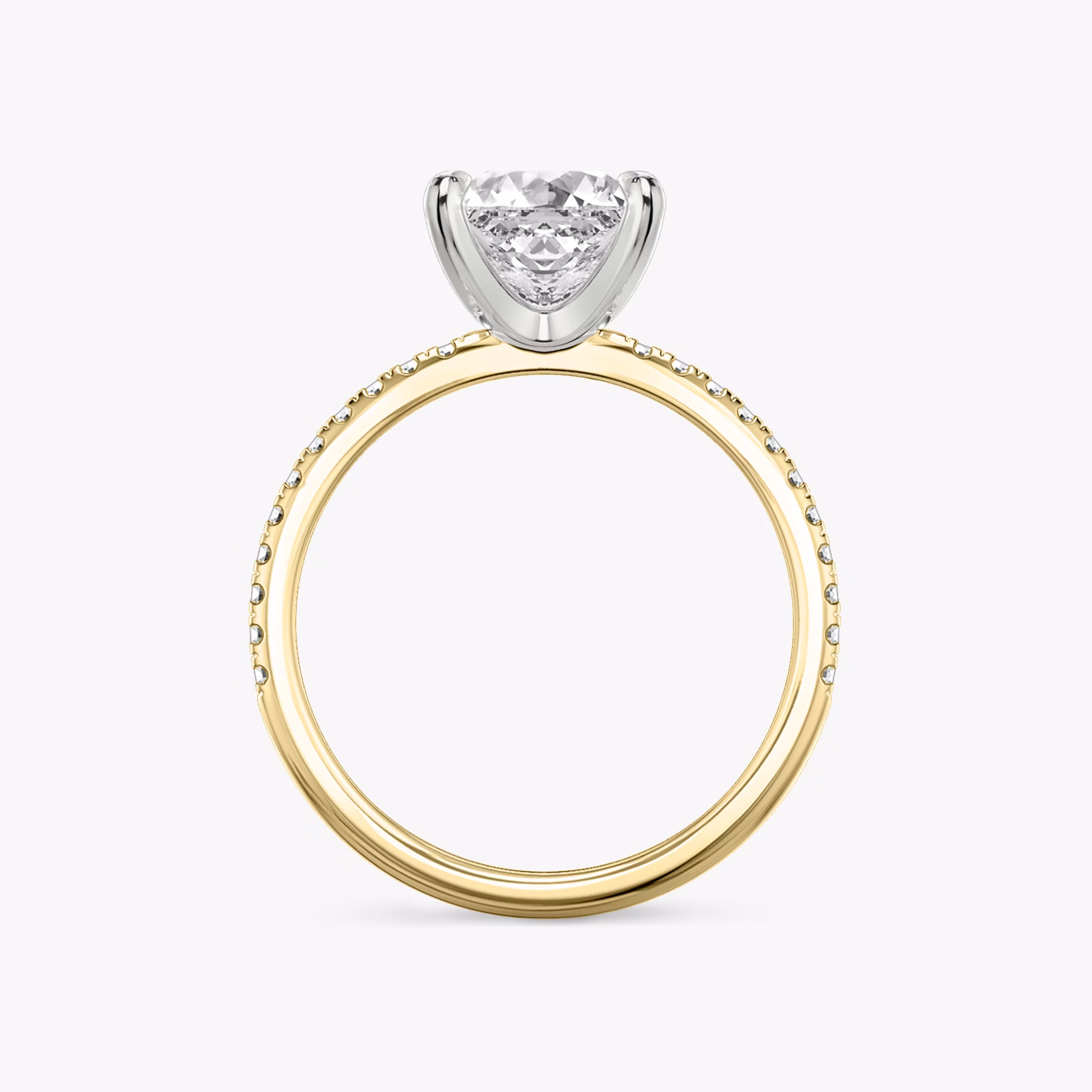The Classic | Princess | 18k | Yellow Gold and Platinum | bandAccent: Pavé | bandWidth: standard | diamondOrientation: vertical | caratWeight: other