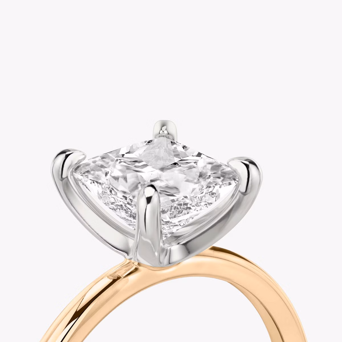 The Classic | Princess | 14k | Rose Gold and Platinum | bandAccent: Plain | bandWidth: standard | diamondOrientation: vertical | caratWeight: other