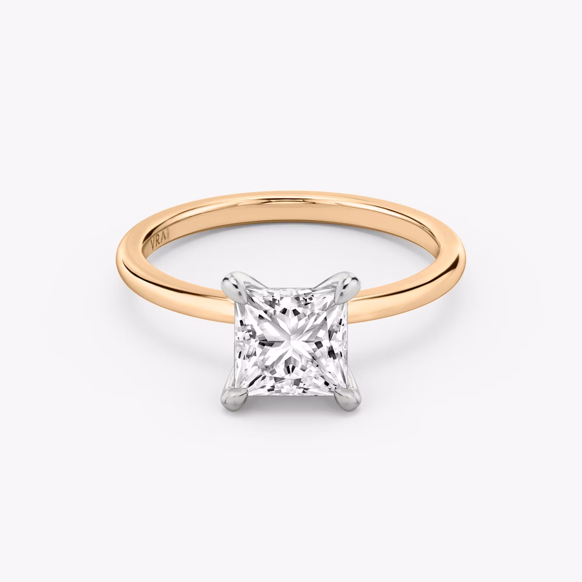 The Classic | Princess | 14k | Rose Gold and Platinum | bandAccent: Plain | bandWidth: standard | diamondOrientation: vertical | caratWeight: other