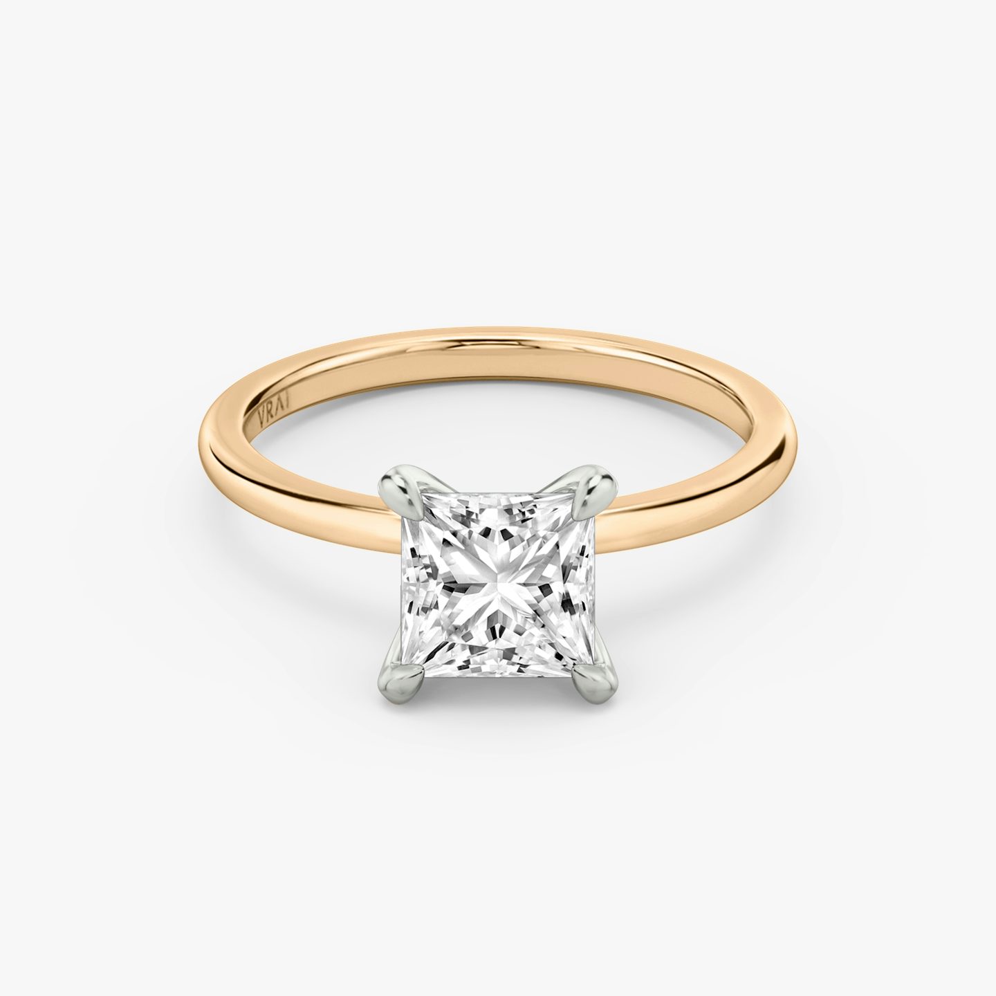 The Classic | Princess | 14k | Rose Gold and Platinum | bandAccent: Plain | bandWidth: standard | diamondOrientation: vertical | caratWeight: other