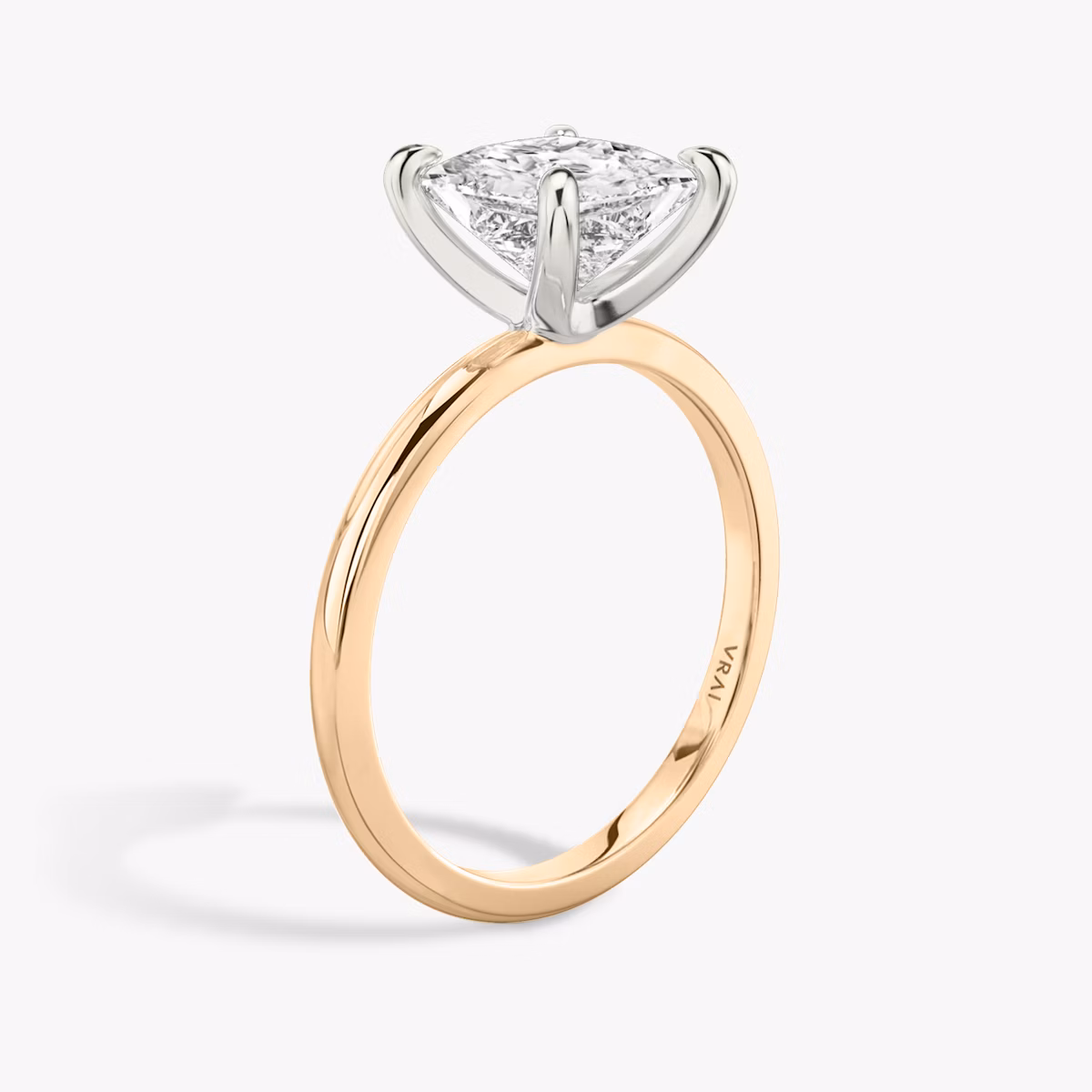 The Classic | Princess | 14k | Rose Gold and Platinum | bandAccent: Plain | bandWidth: standard | diamondOrientation: vertical | caratWeight: other