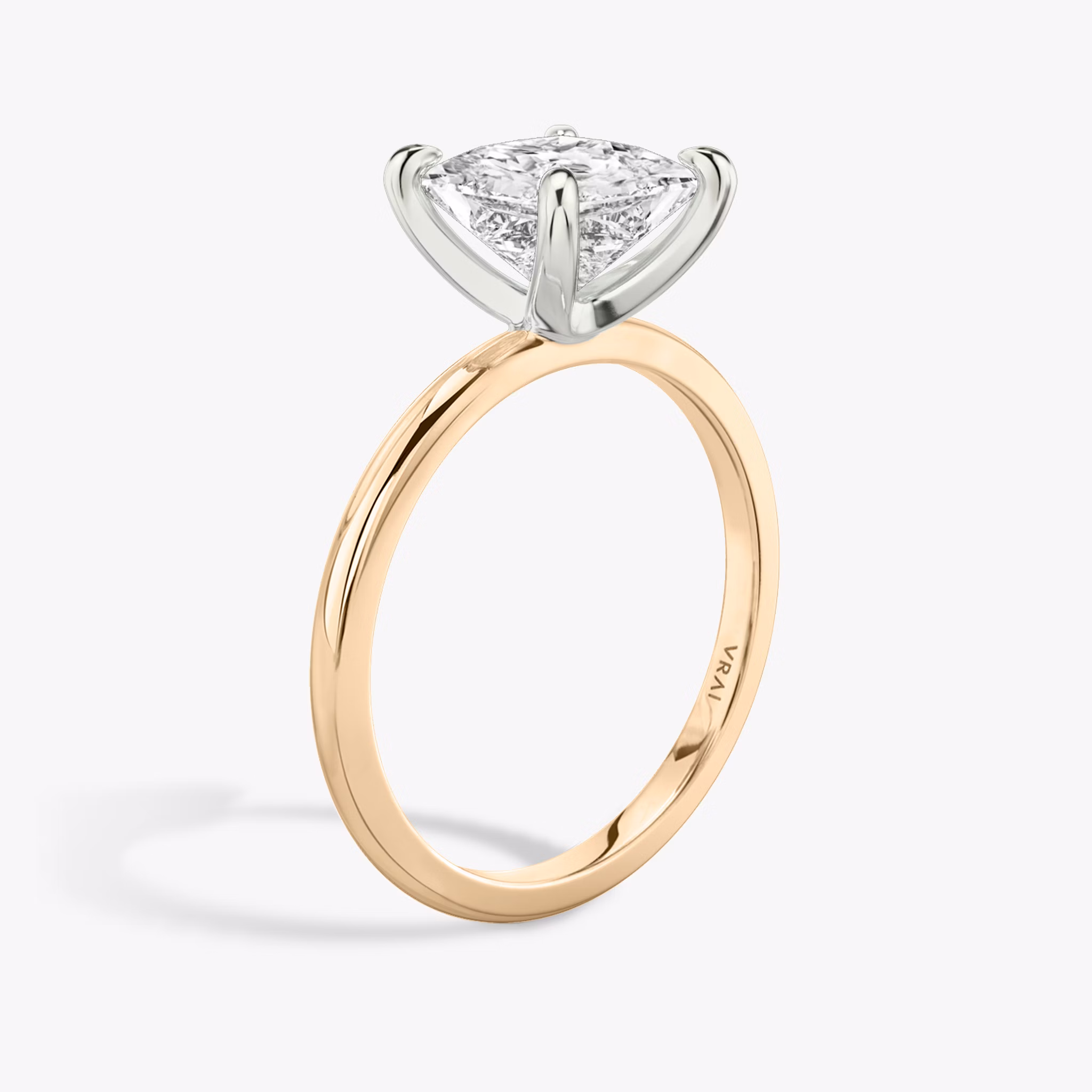 The Classic | Princess | 14k | Rose Gold and Platinum | bandAccent: Plain | bandWidth: standard | diamondOrientation: vertical | caratWeight: other