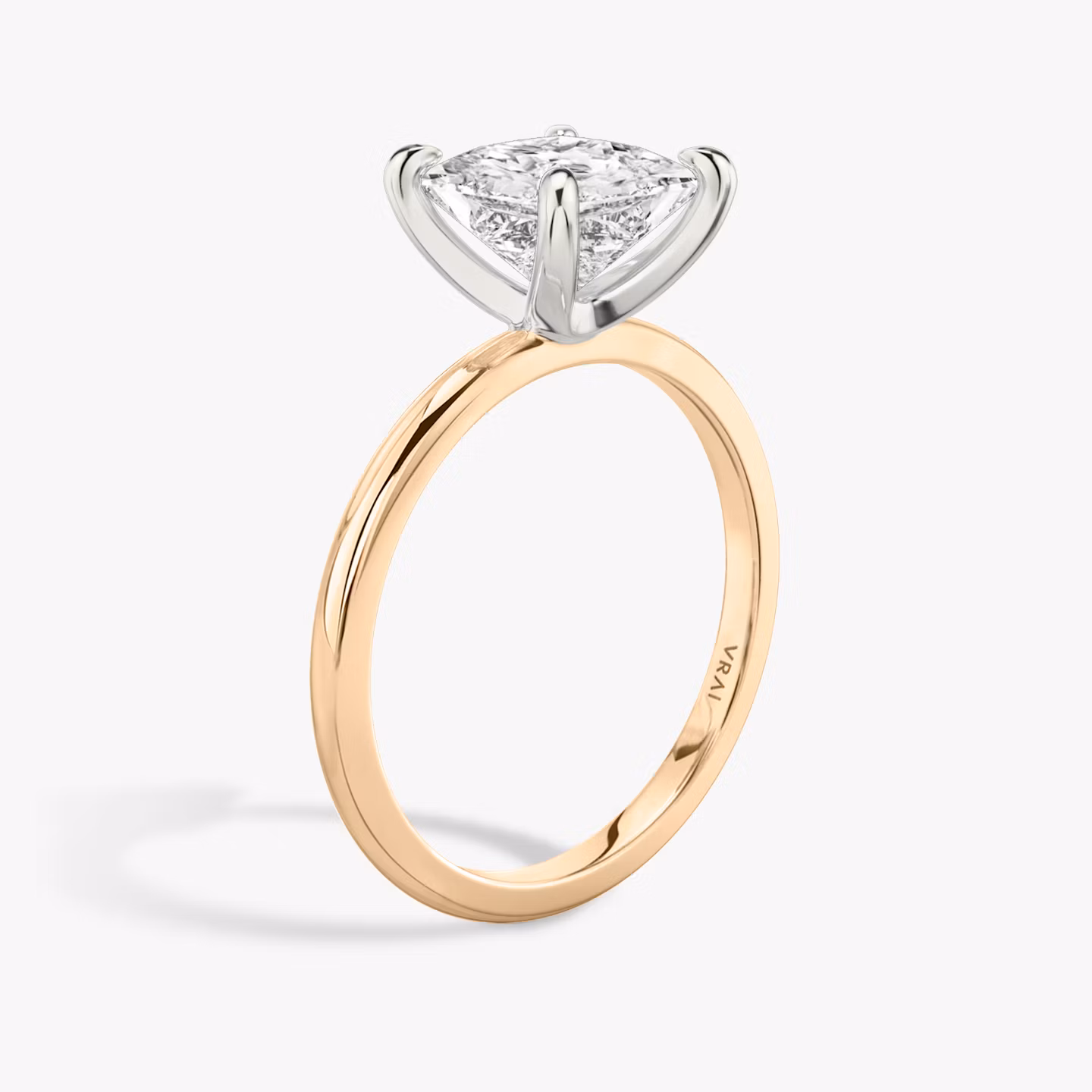 The Classic | Princess | 14k | Rose Gold and Platinum | bandAccent: Plain | bandWidth: standard | diamondOrientation: vertical | caratWeight: other
