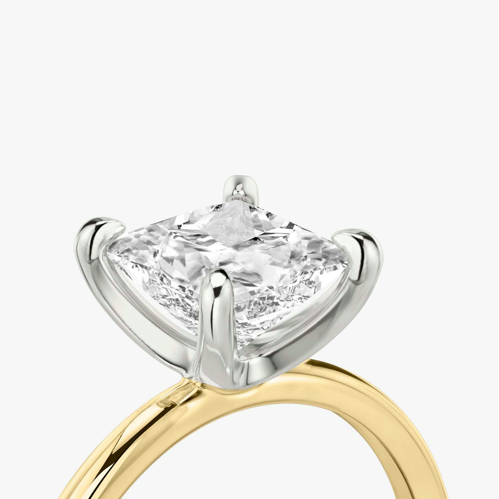 The Classic | Princess | 18k | Yellow Gold and Platinum | bandAccent: Plain | bandWidth: standard | diamondOrientation: vertical | caratWeight: other