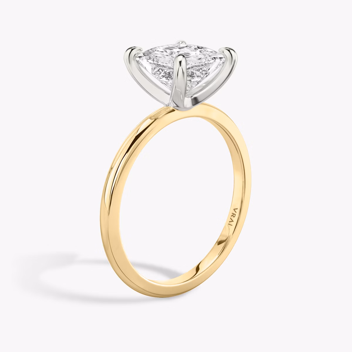 The Classic | Princess | 18k | Yellow Gold and Platinum | bandAccent: Plain | bandWidth: standard | diamondOrientation: vertical | caratWeight: other
