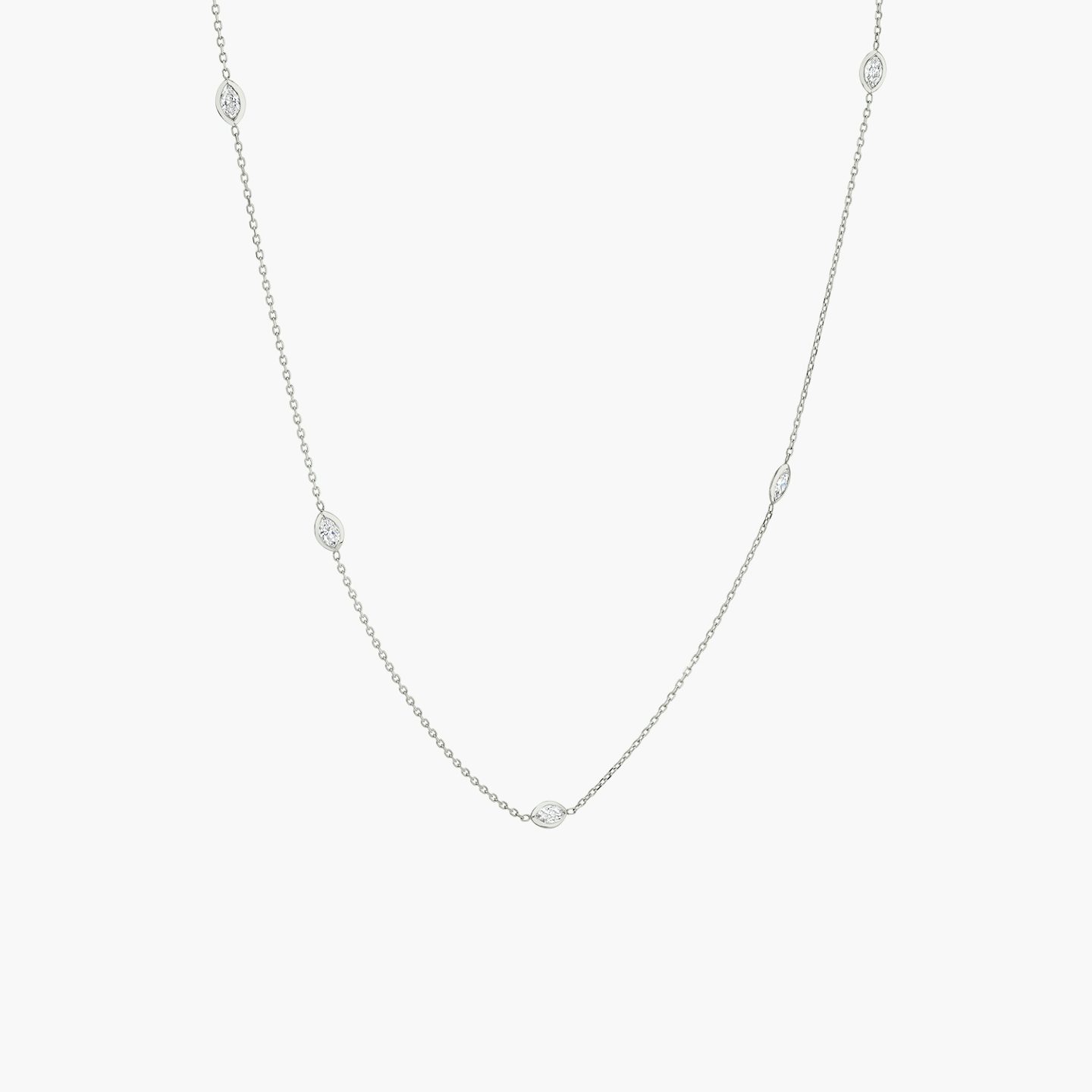 Collar Knife-Edge Bezel Station | Marquise | 14k | Oro blanco | chainLength: 16-18