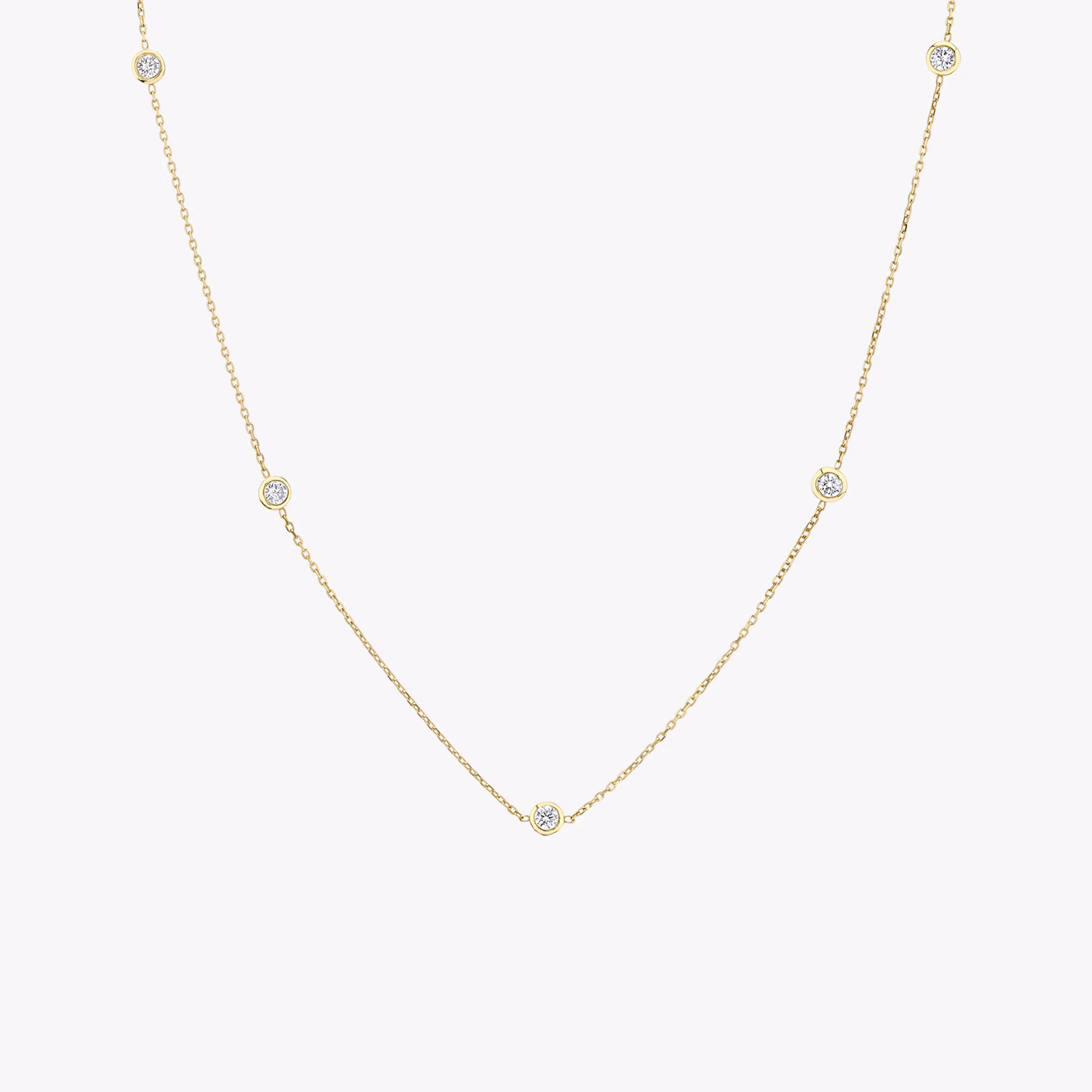 Collar Knife-Edge Bezel Station | Brillante | 14k | Oro amarillo | chainLength: 16-18