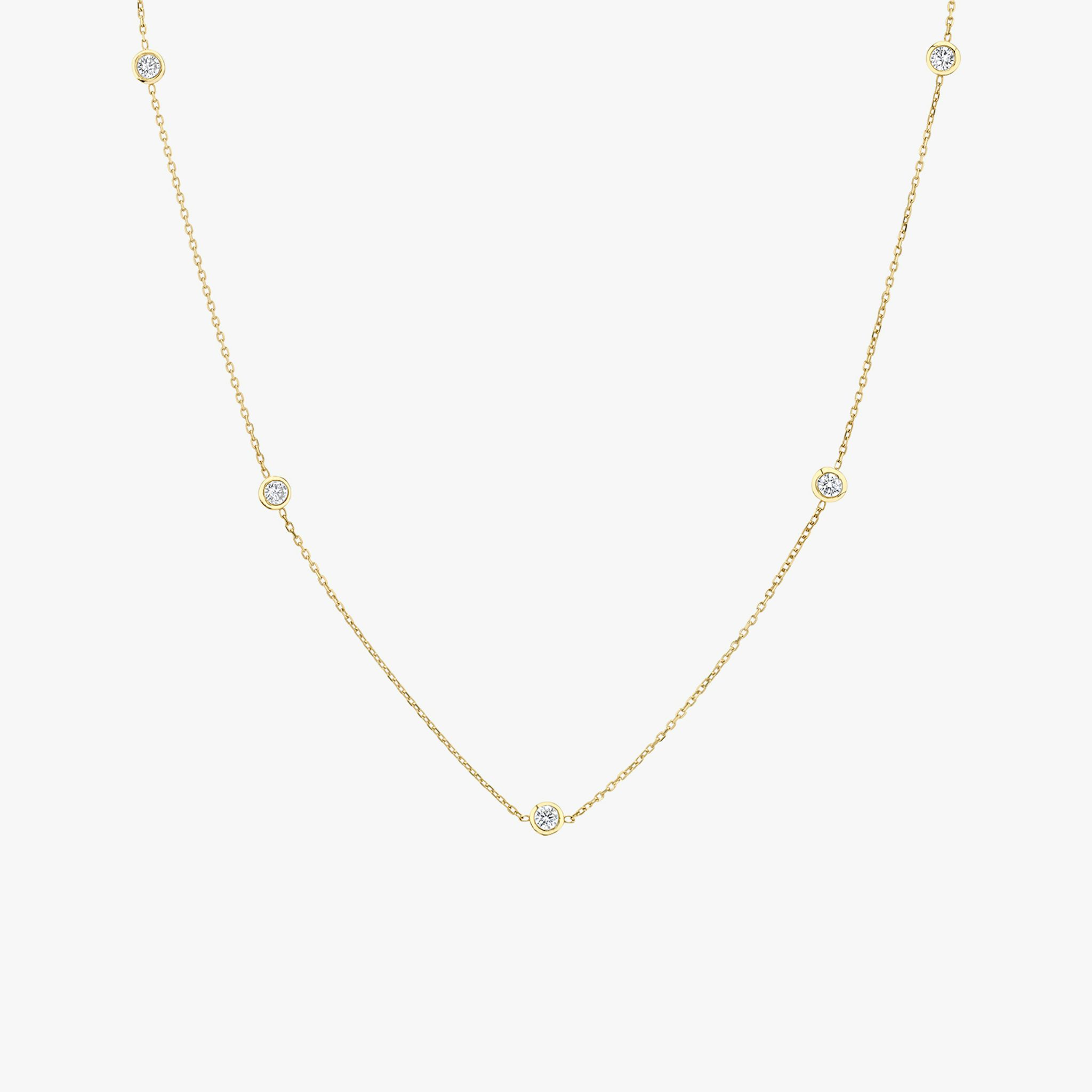 Collar Knife-Edge Bezel Station | Brillante | 14k | Oro amarillo | chainLength: 16-18