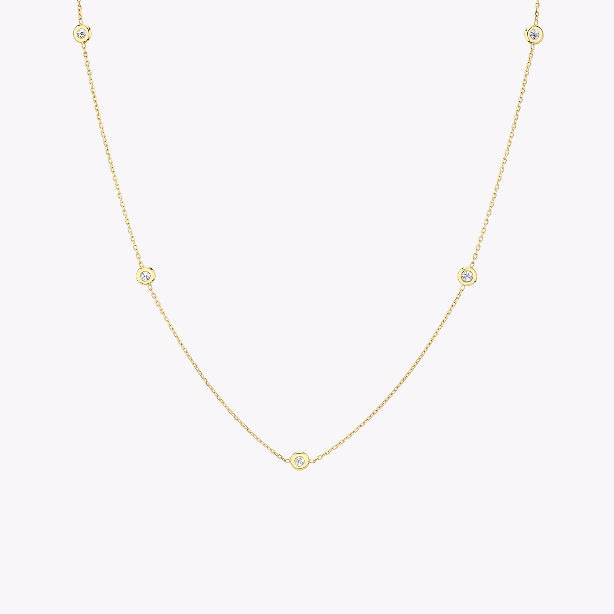 Collar Knife-Edge Bezel Station | Brillante | 14k | Oro amarillo | chainLength: 16-18