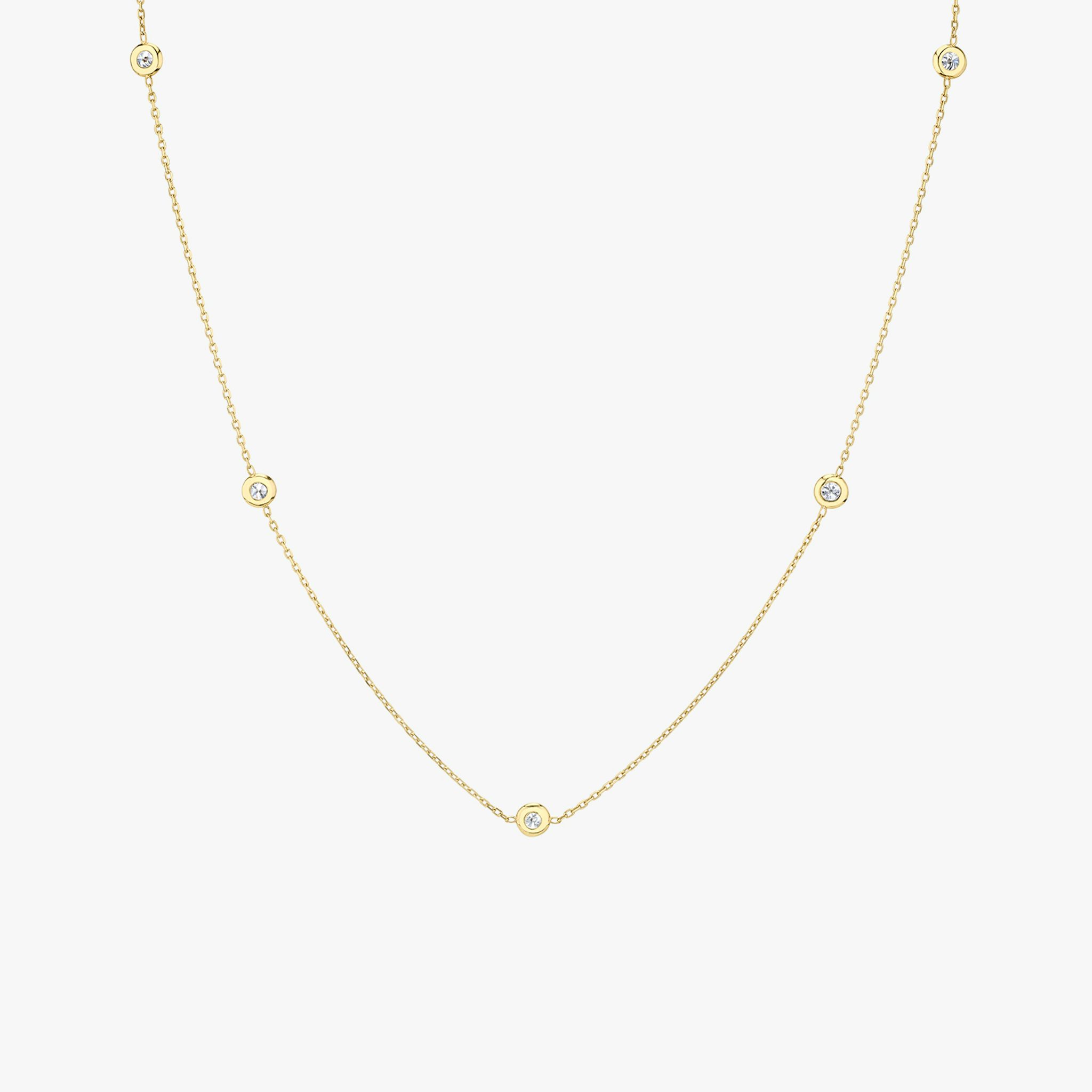 Collar Knife-Edge Bezel Station | Brillante | 14k | Oro amarillo | chainLength: 16-18