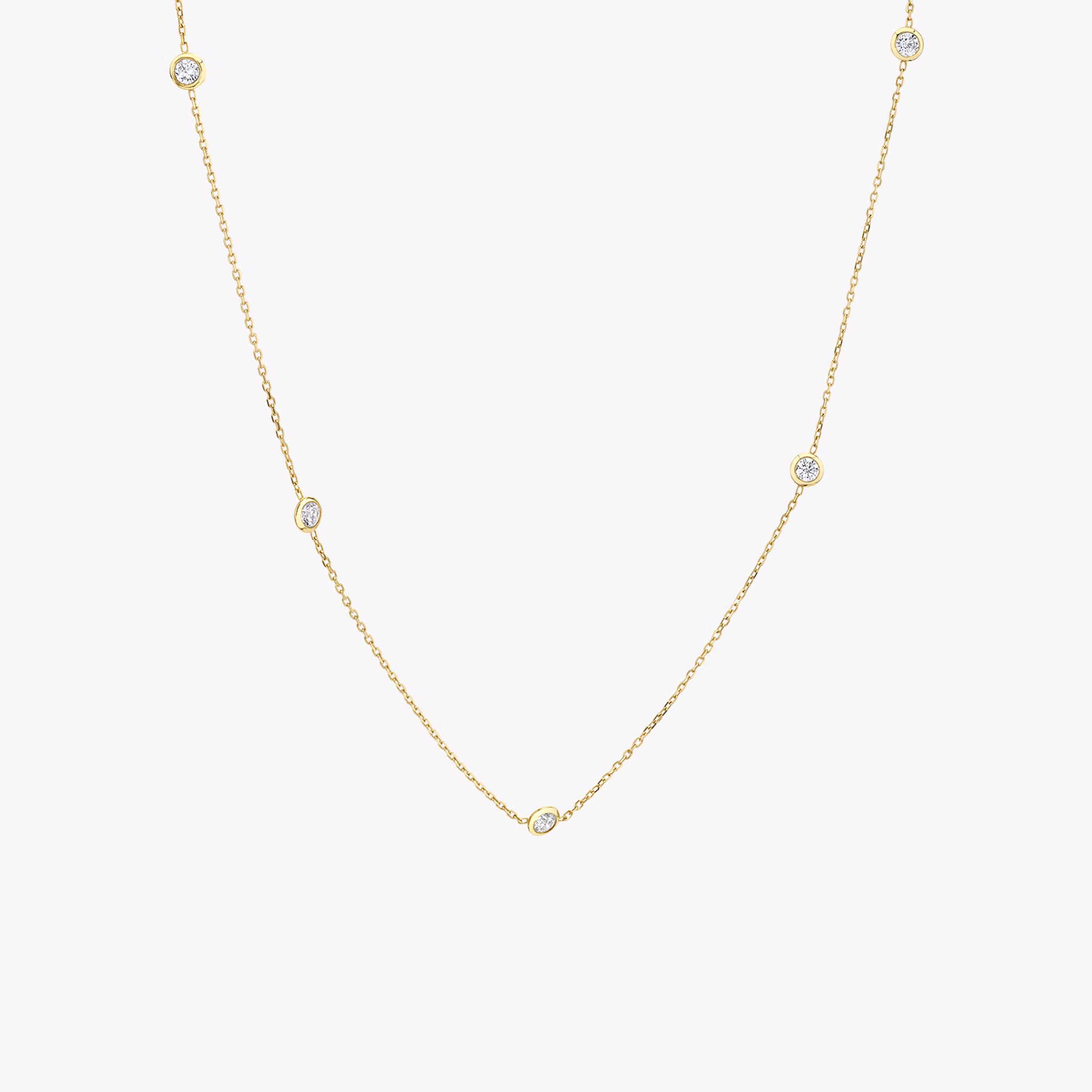 Collar Knife-Edge Bezel Station | Brillante | 14k | Oro amarillo | chainLength: 16-18