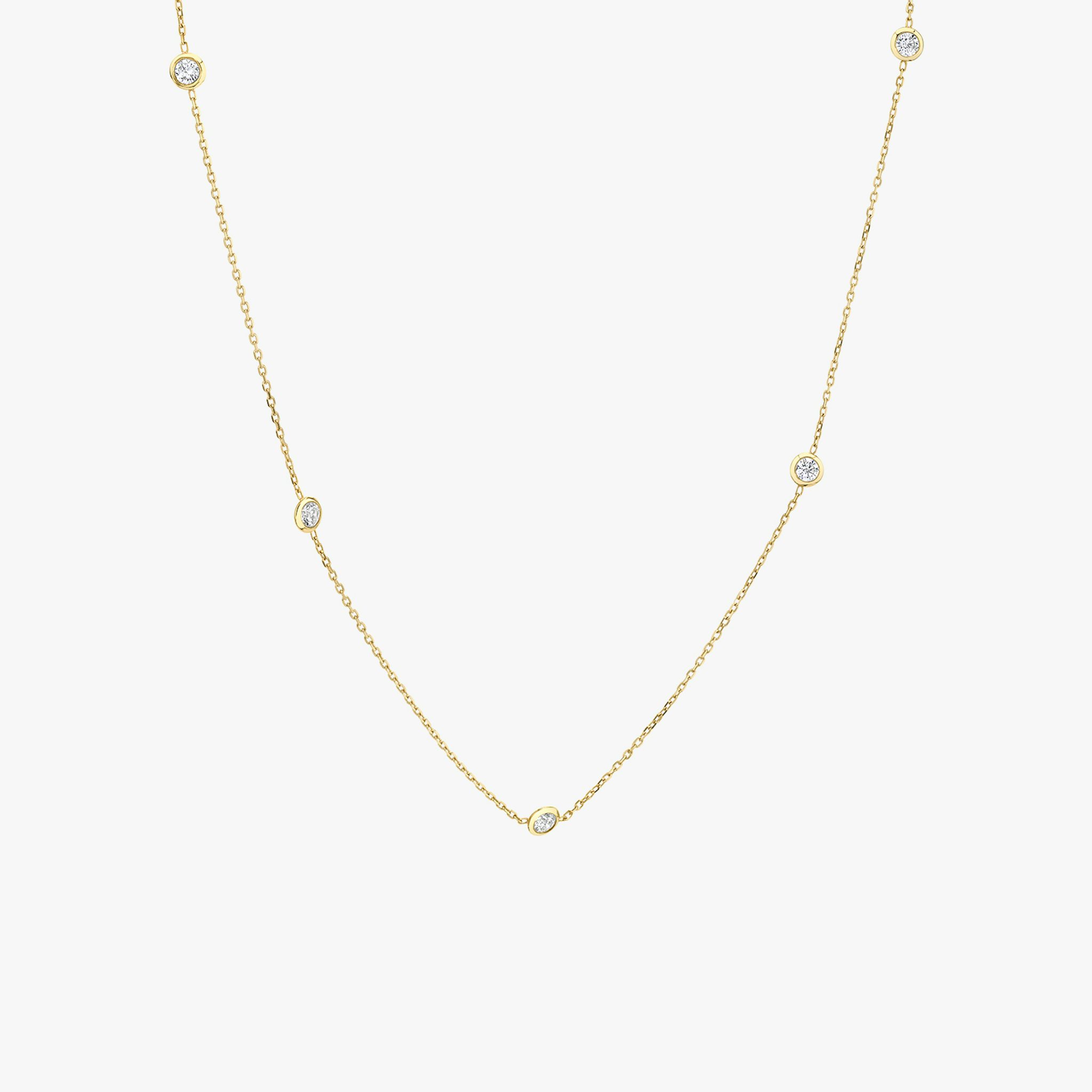 Collar Knife-Edge Bezel Station | Brillante | 14k | Oro amarillo | chainLength: 16-18