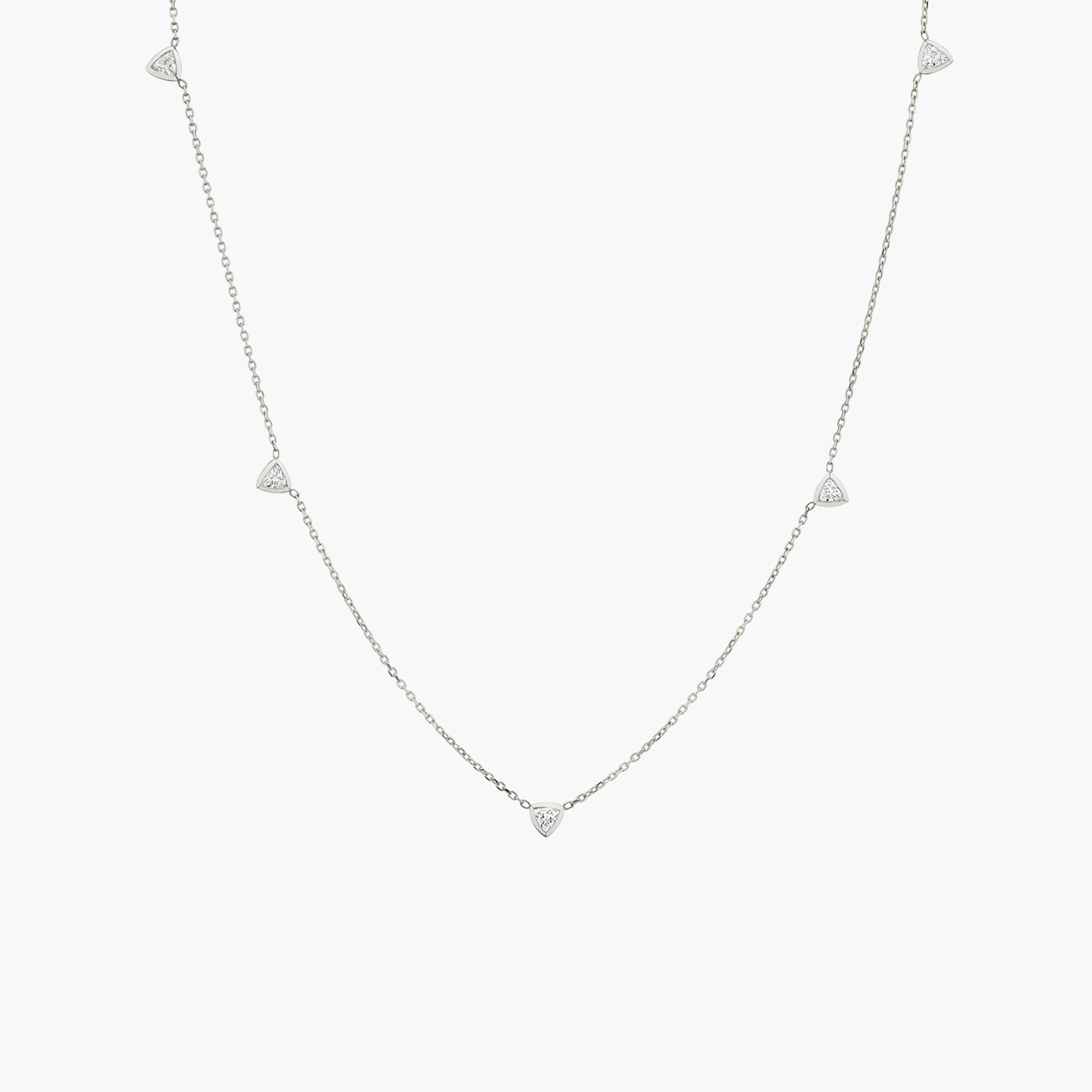 Knife-Edge Bezel Station Necklace | Trillion | 14k | White Gold | chainLength: 16-18