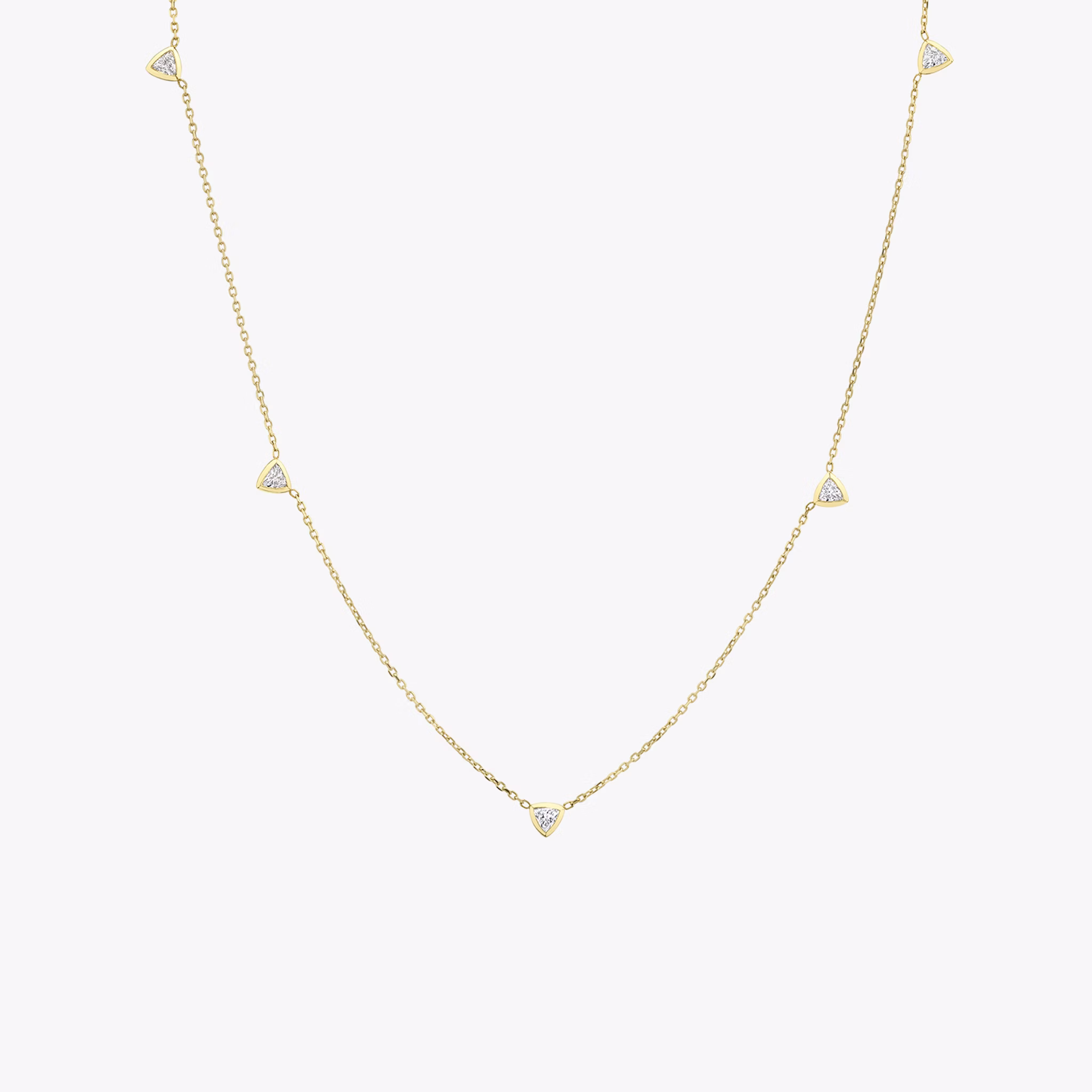 Trillion diamond bezel station necklace
