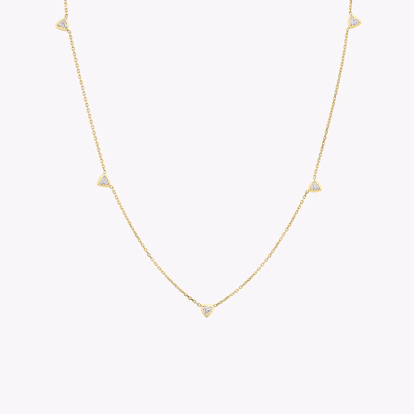 Knife-Edge Bezel Station Necklace Trillion | Yellow Gold