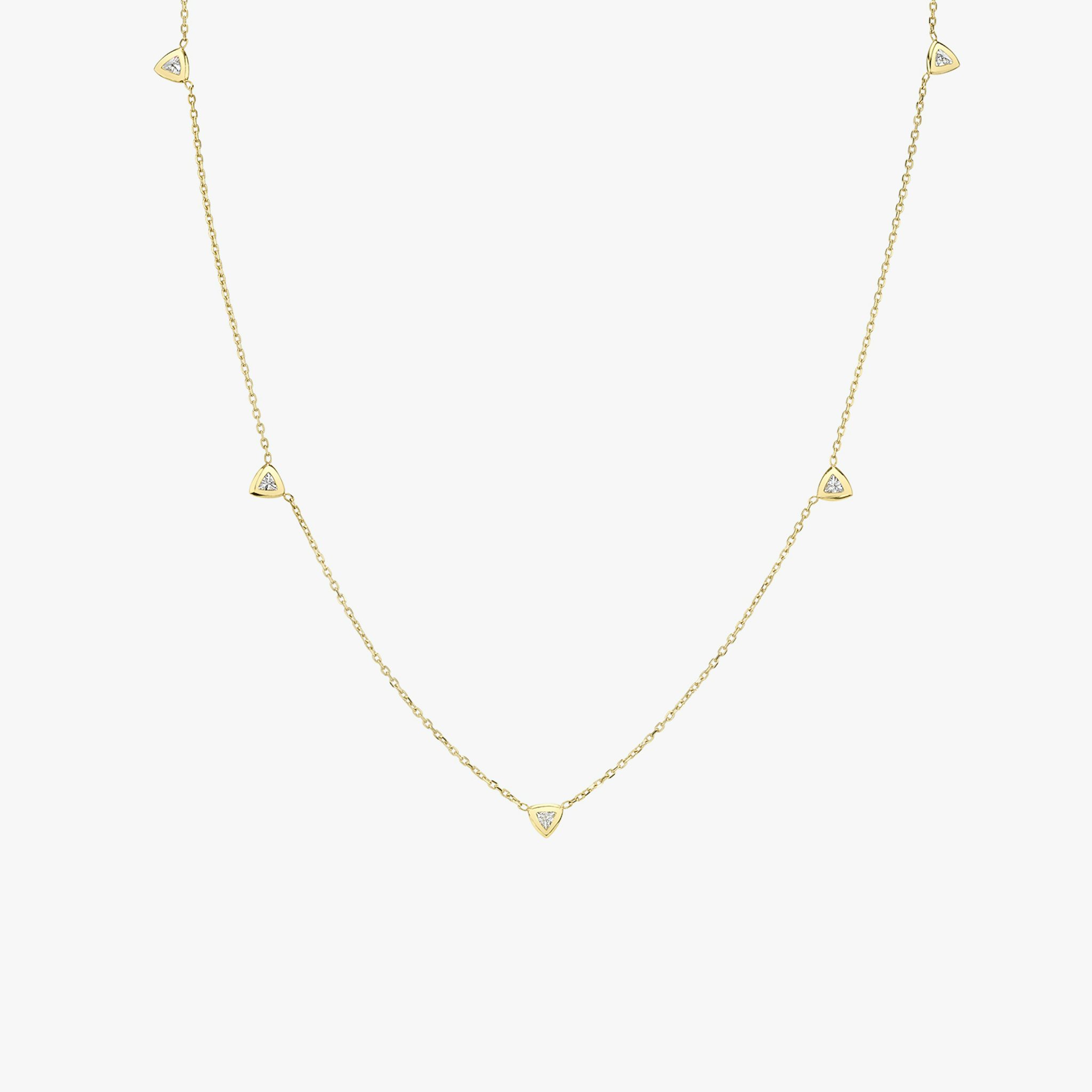 Knife-Edge Bezel Station Necklace | Trillion | 14k | Yellow Gold | chainLength: 18-20
