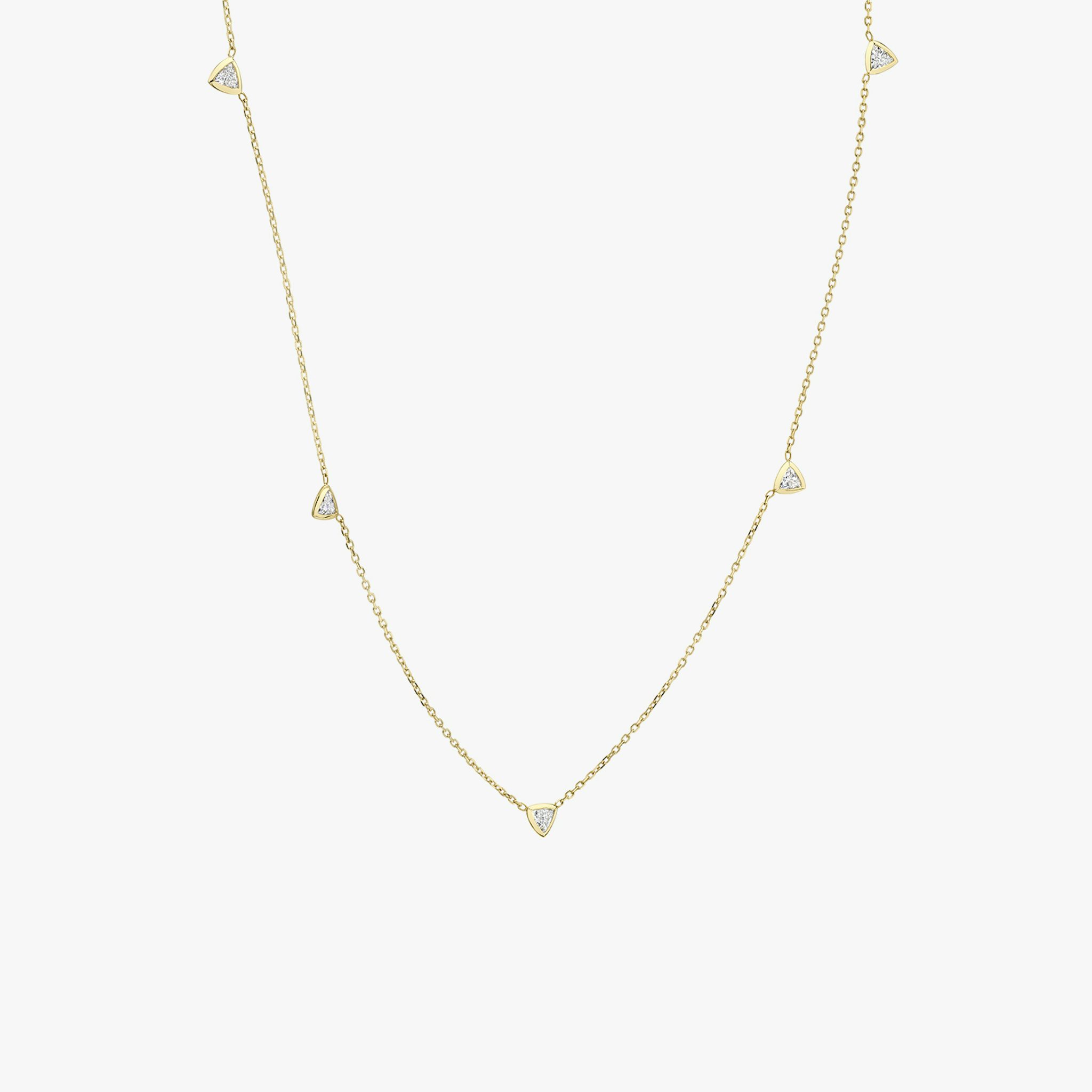 Knife-Edge Bezel Station Necklace | Trillion | 14k | Yellow Gold | chainLength: 18-20