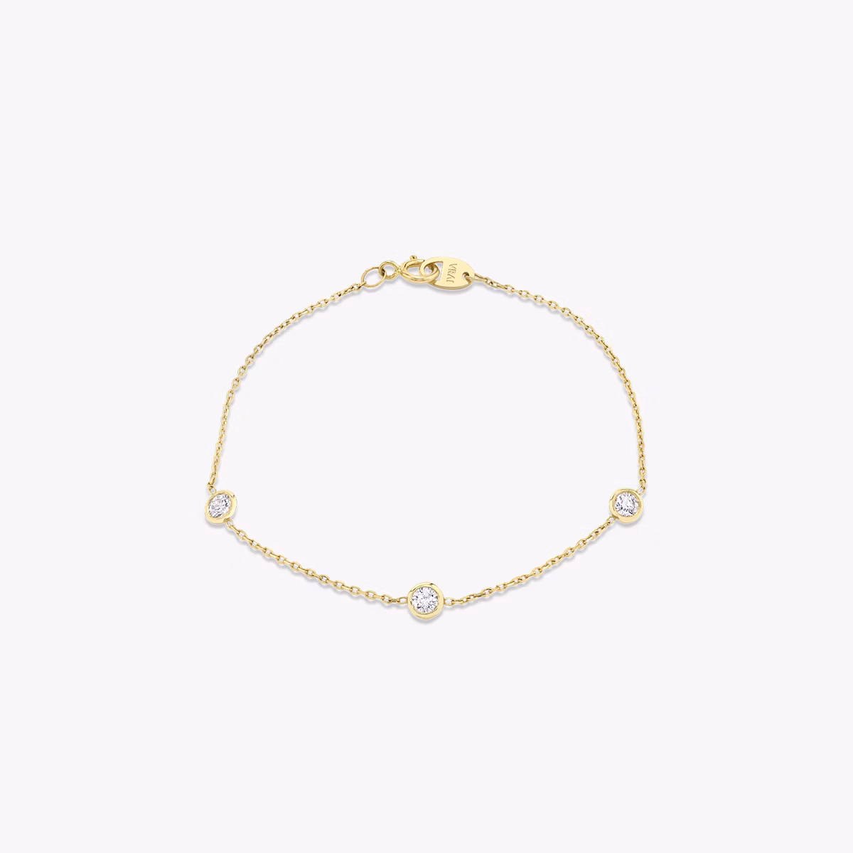Knife-Edge Bezel Station Bracelet | Round Brilliant | 14k | Yellow Gold | chainLength: 7
