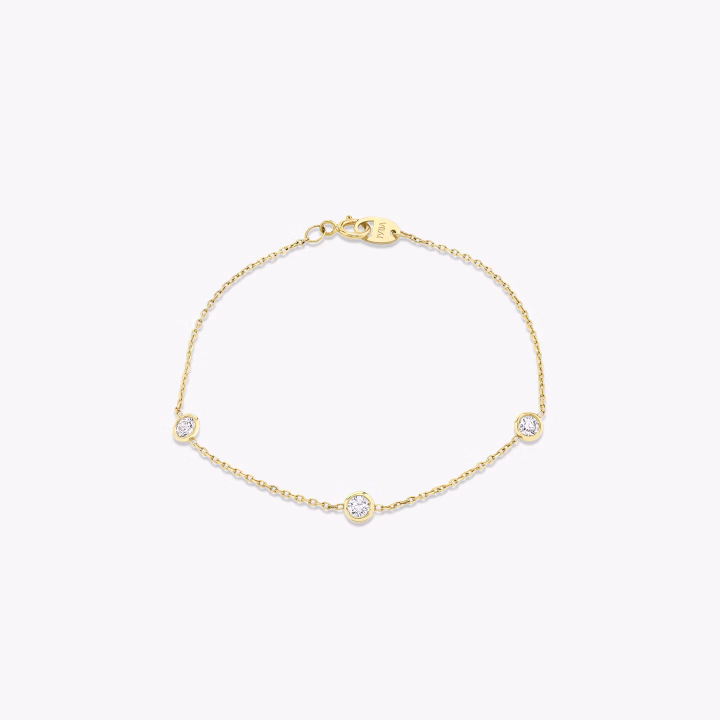 Knife-Edge Bezel Station Bracelet | Round Brilliant | 14k | Yellow Gold | chainLength: 7