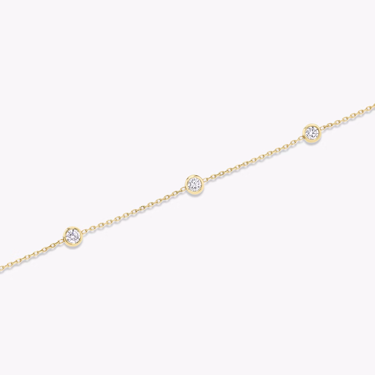 Knife-Edge Bezel Station Bracelet | Round Brilliant | 14k | Yellow Gold | chainLength: 7