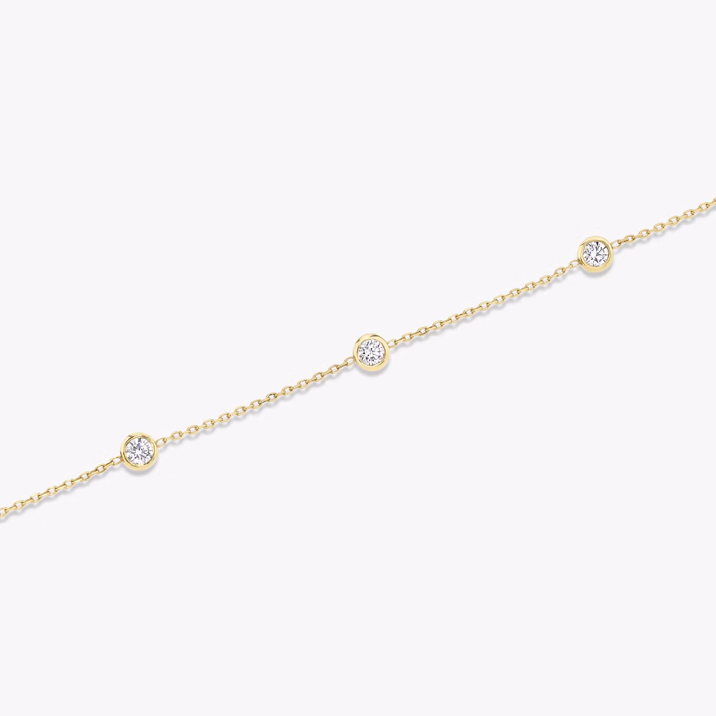 Knife-Edge Bezel Station Bracelet | Round Brilliant | 14k | Yellow Gold | chainLength: 7