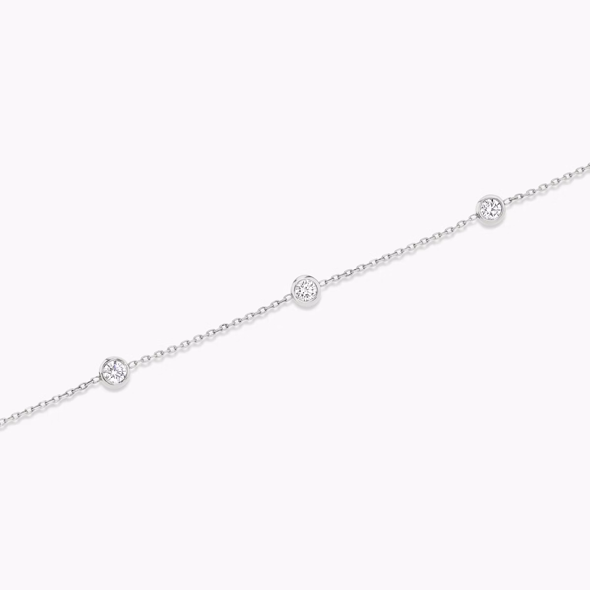 Knife-Edge Bezel Station Bracelet | Round Brilliant | 14k | White Gold | chainLength: 7