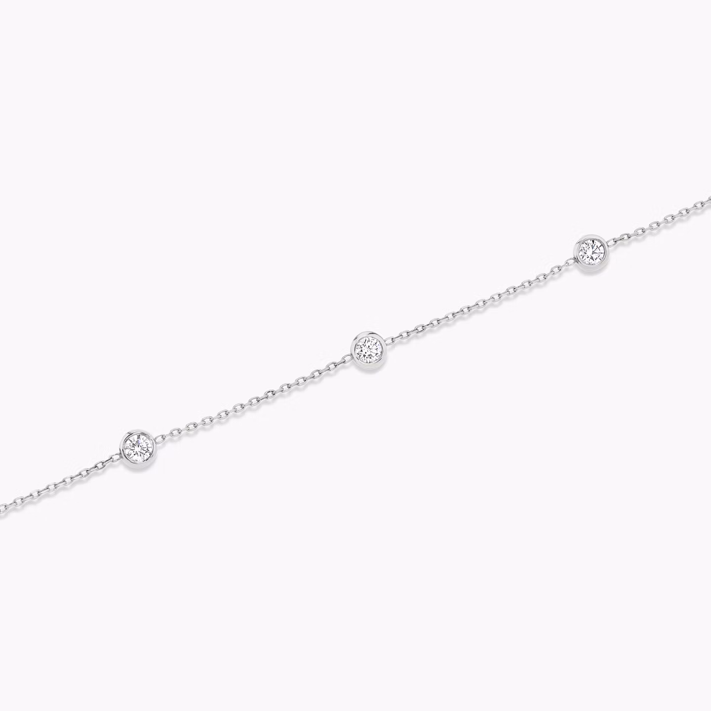 Knife-Edge Bezel Station Bracelet | Round Brilliant | 14k | White Gold | chainLength: 7