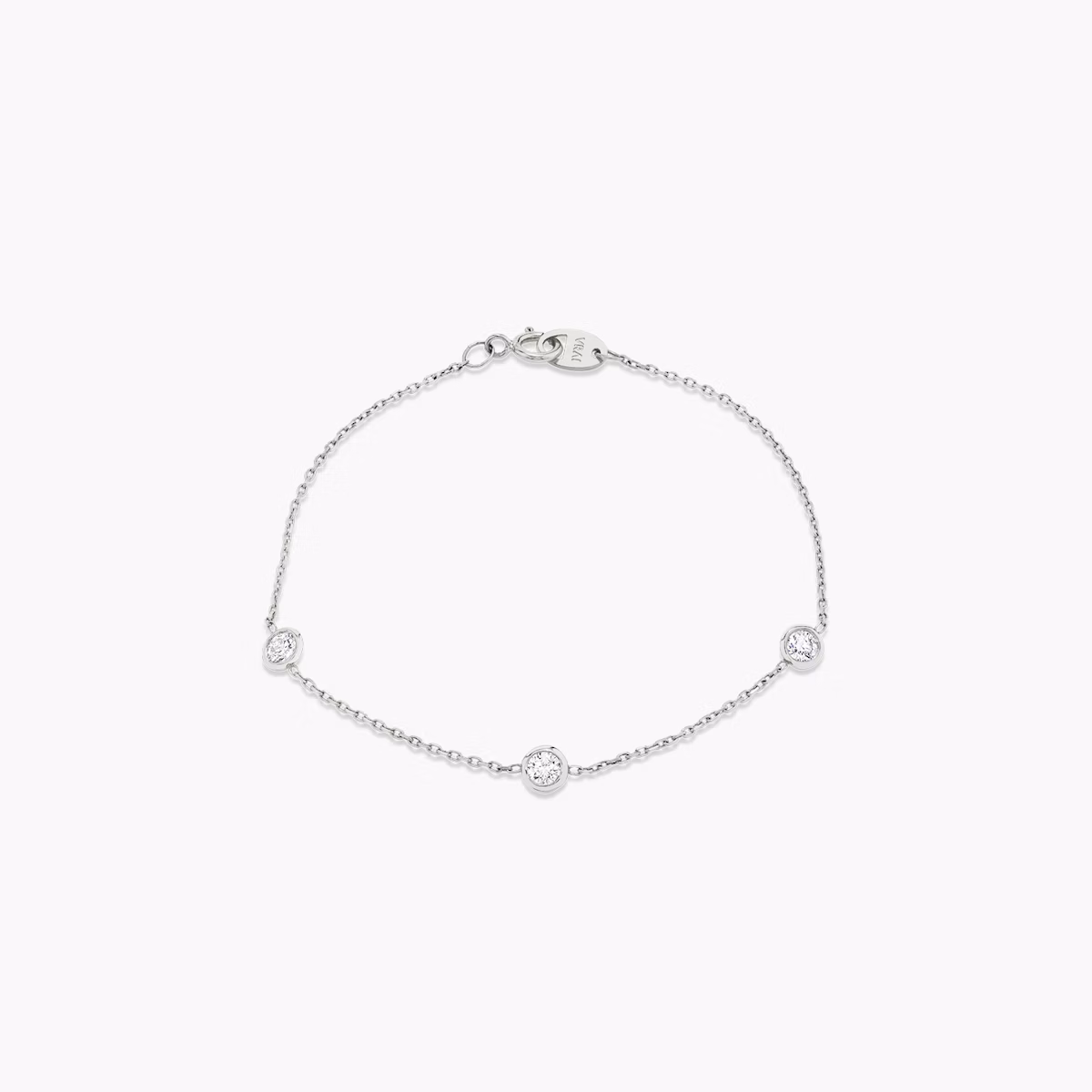 Knife-Edge Bezel Station Bracelet | Round Brilliant | 14k | White Gold | chainLength: 7