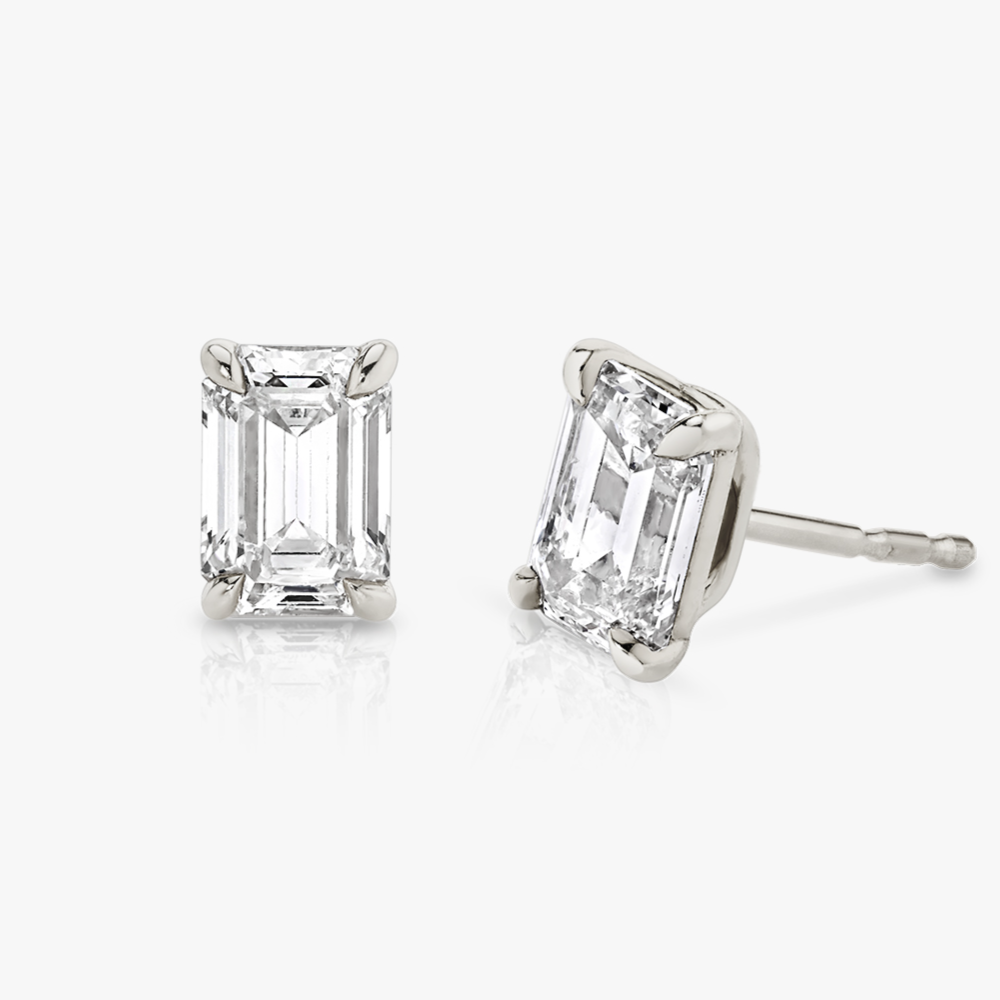 Emerald Diamond Stud Earrings