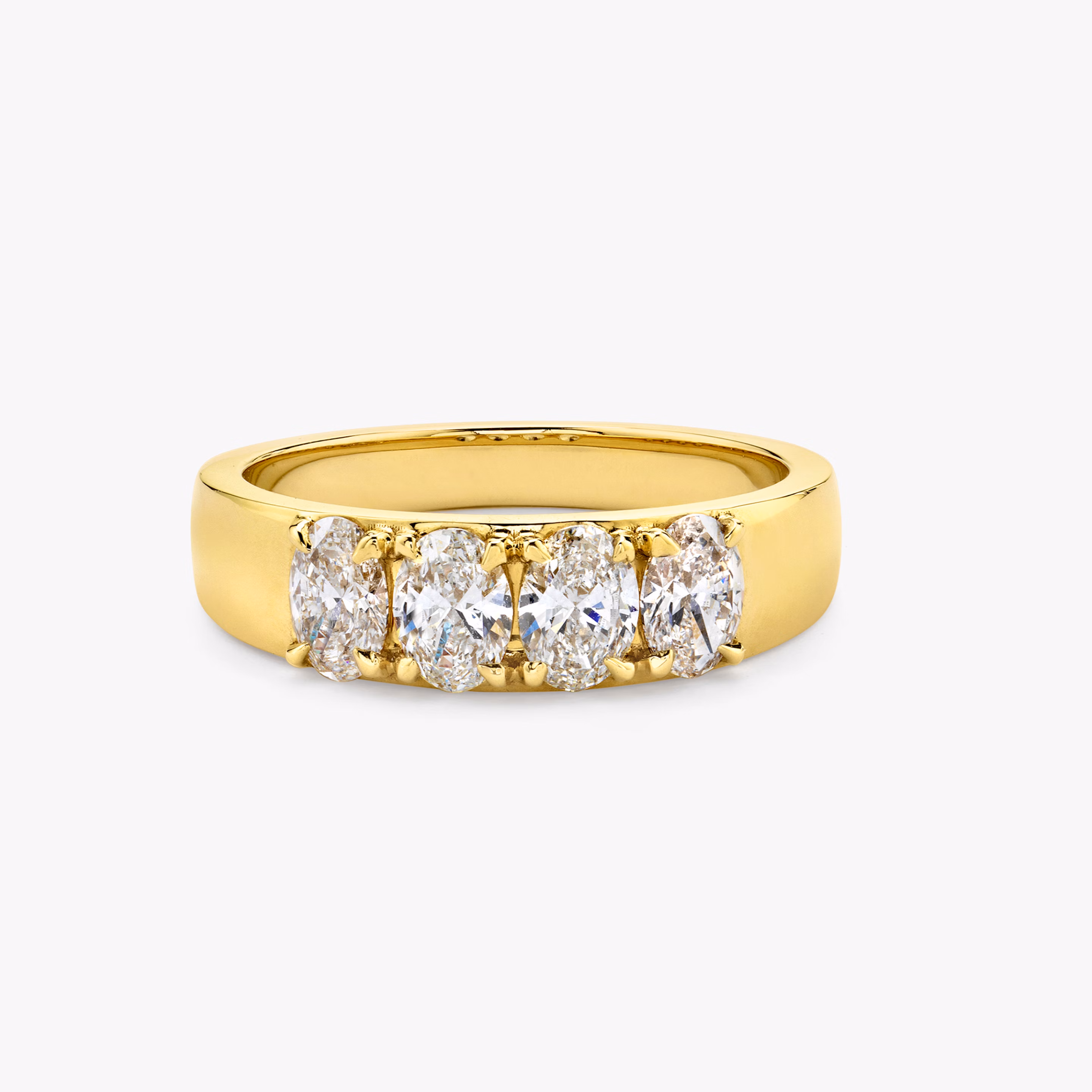 Lab-grown diamond oval shaped tetrad ring with recycled 14k solid yellow gold