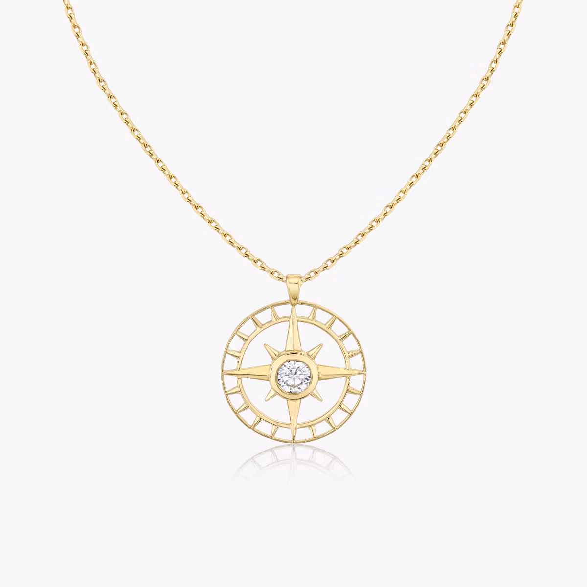 North Star Medallion | Round Brilliant | 14k | Yellow Gold | chainLength: 18-20