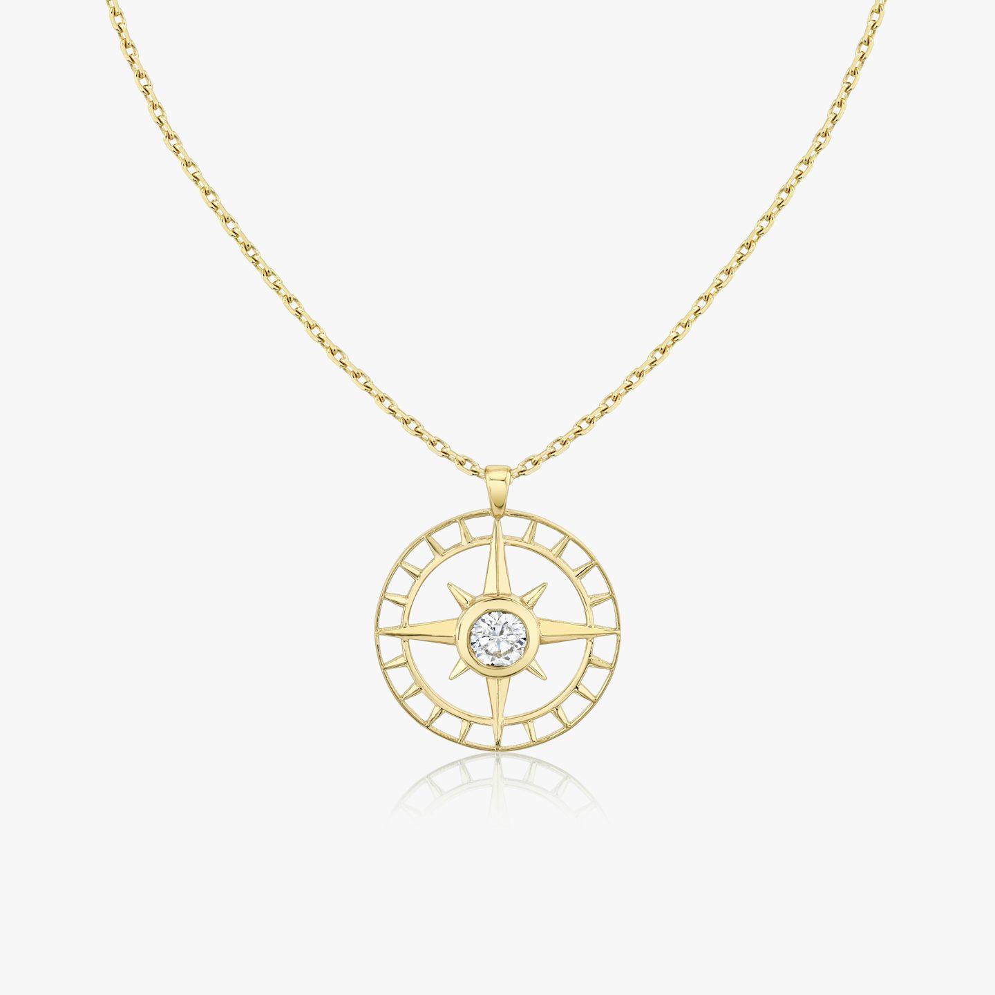 North Star Medallion | Round Brilliant | 14k | Yellow Gold | chainLength: 18-20