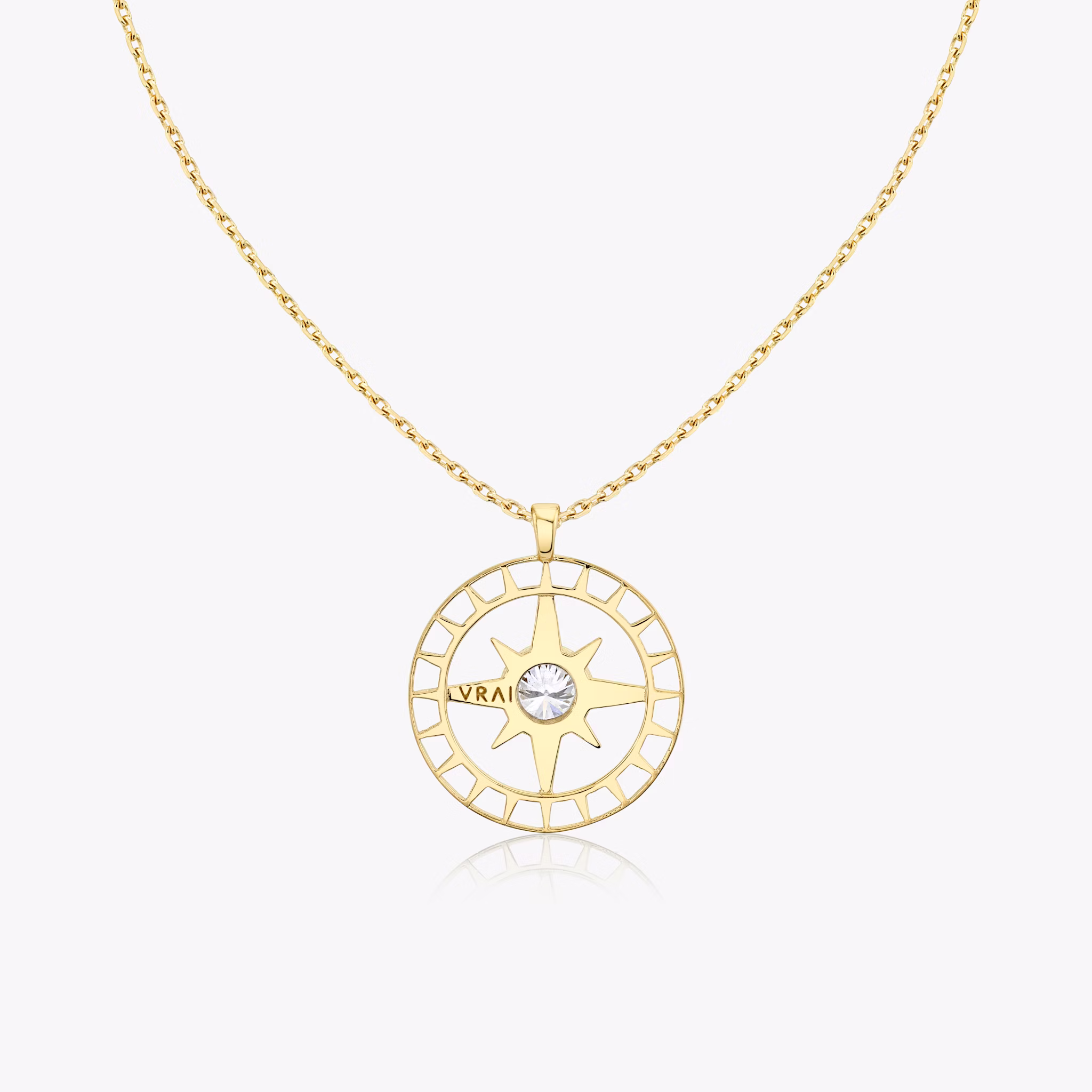 North Star Medallion | Round Brilliant | 14k | Yellow Gold | chainLength: 18-20