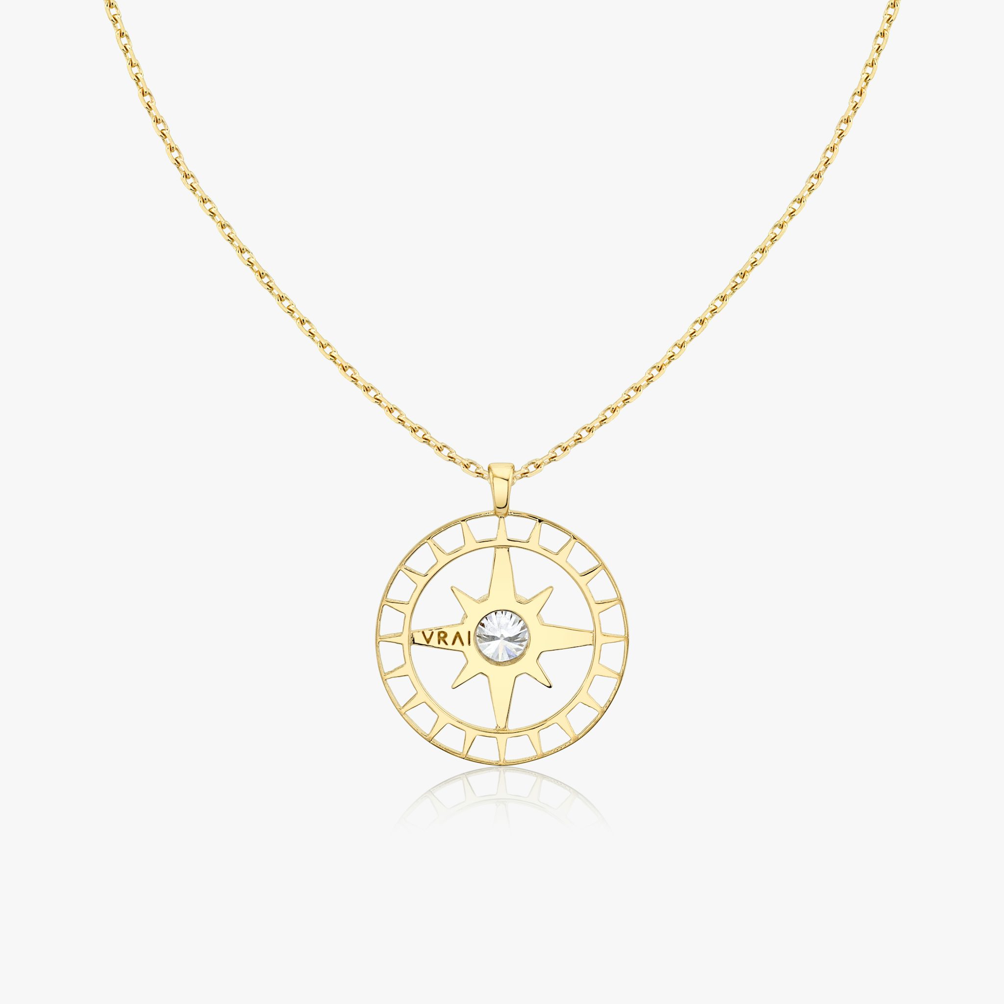 North Star Medallion | Round Brilliant | 14k | Yellow Gold | chainLength: 18-20