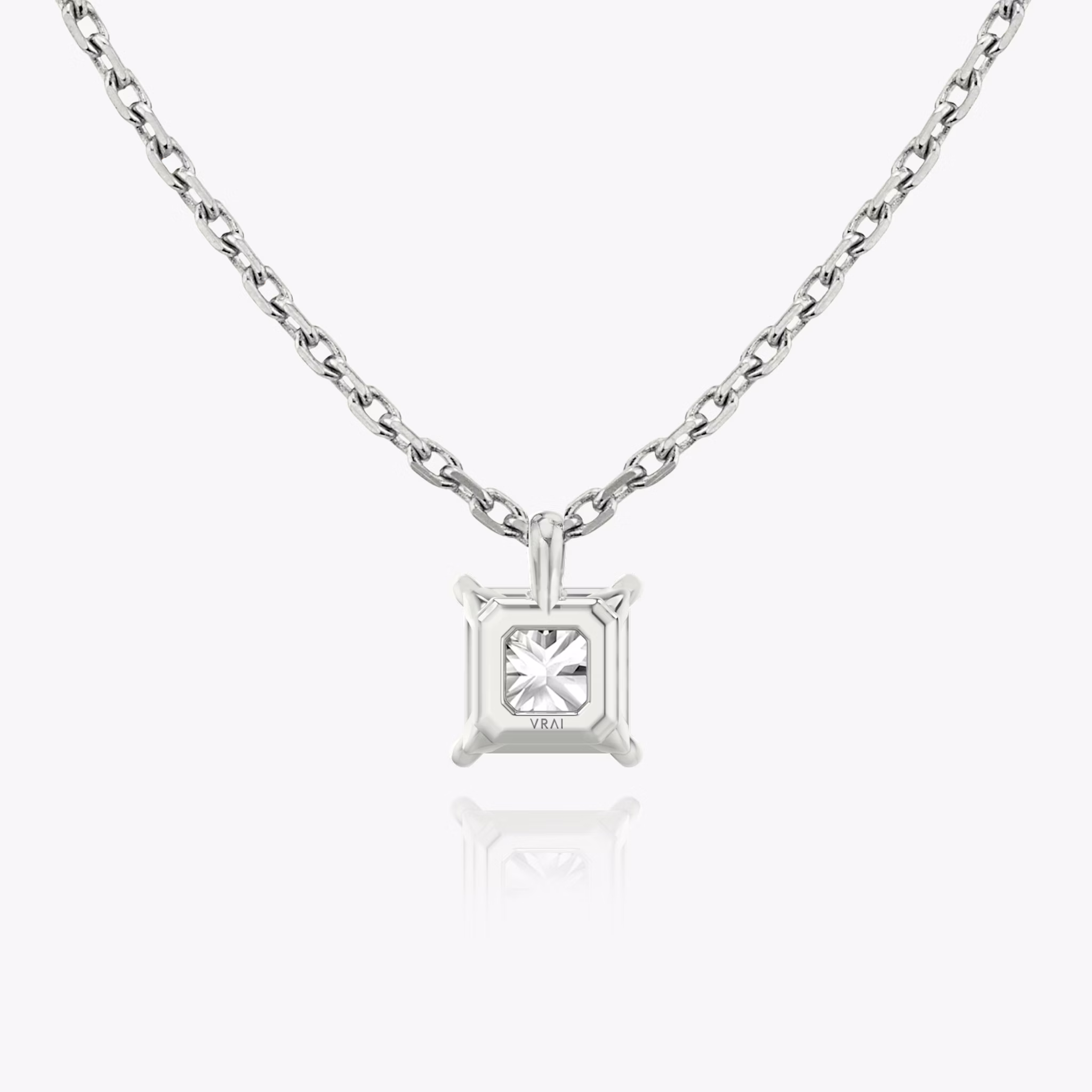 Princess cut diamond pendant in white gold back view
