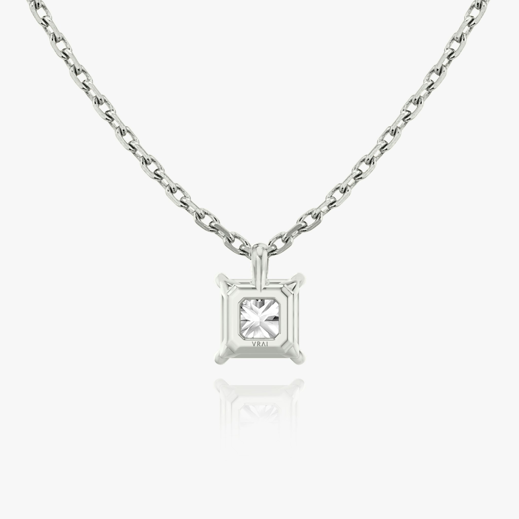 Princess cut diamond pendant in white gold back view