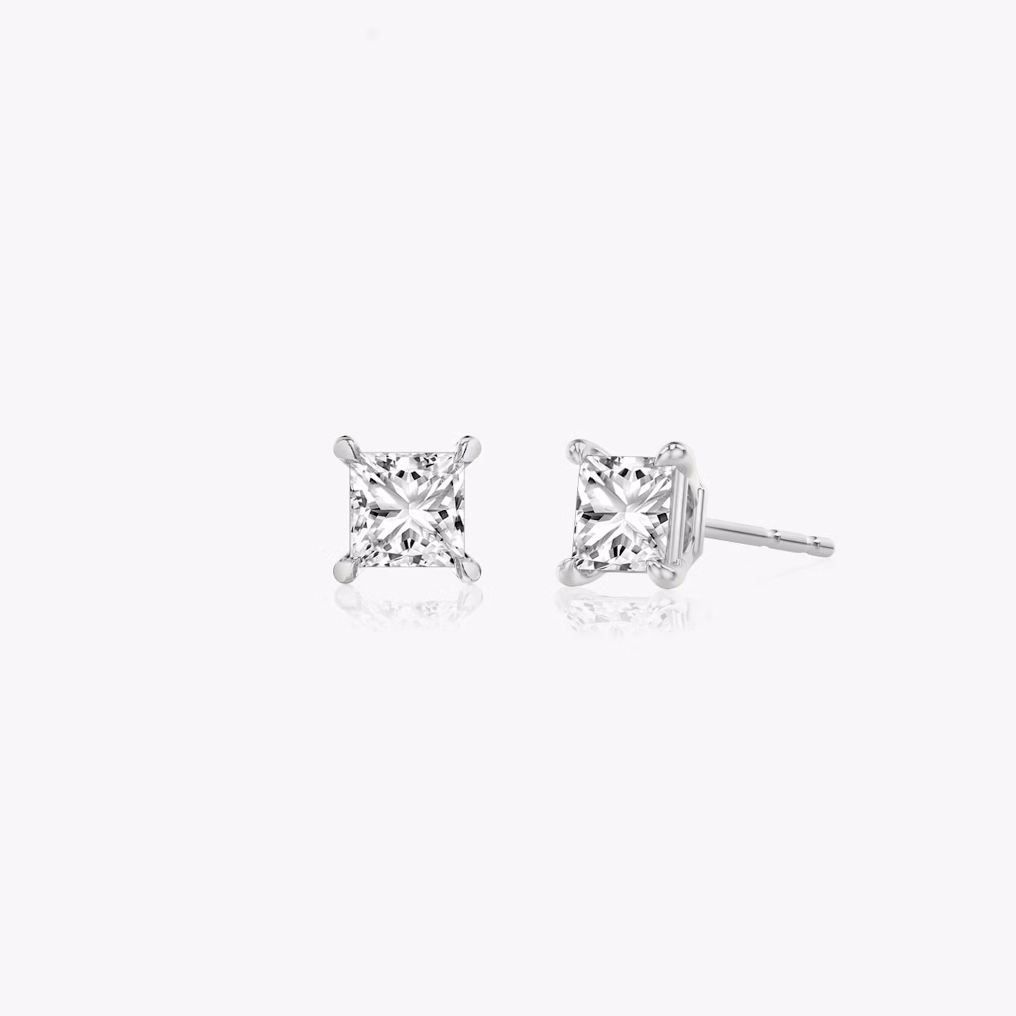 Pendiente Solitario VRAI | Princesa | 14k | Oro blanco | caratWeight: 1.0ct