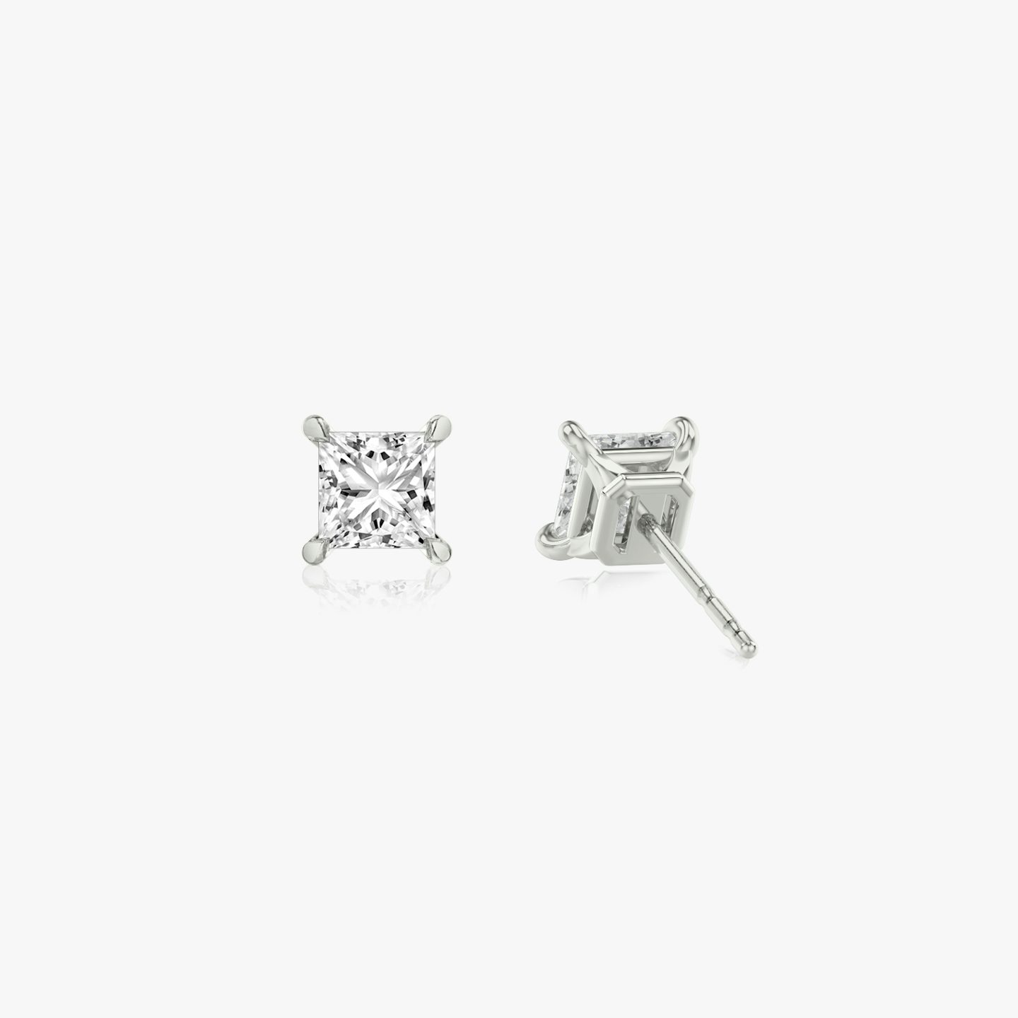 Pendiente Solitario VRAI | Princesa | 14k | Oro blanco | caratWeight: 1.0ct