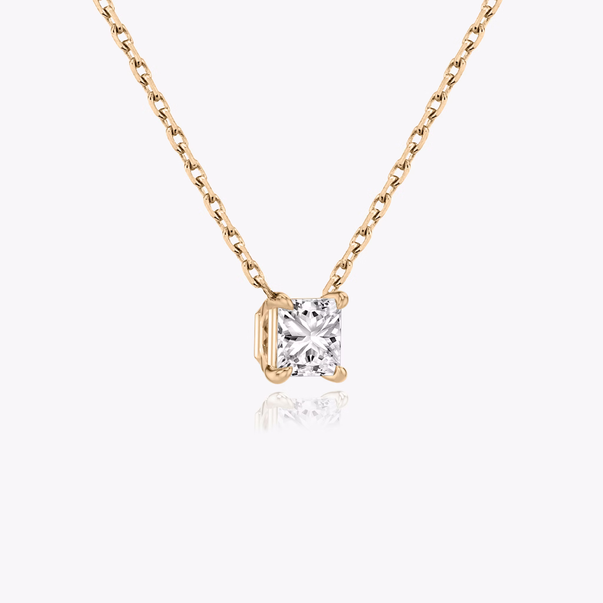 Collar Solitario VRAI | Princesa | 14k | Oro rosa | caratWeight: 1.0ct