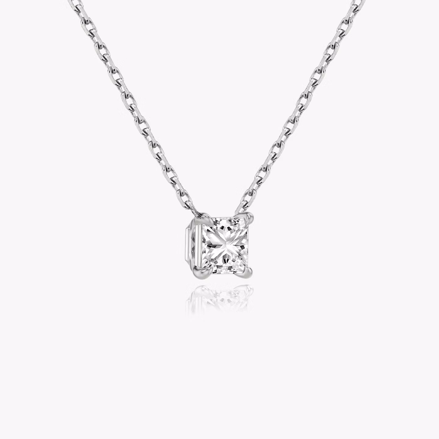 Collar Solitario VRAI | Princesa | 14k | Oro blanco | caratWeight: 1.0ct