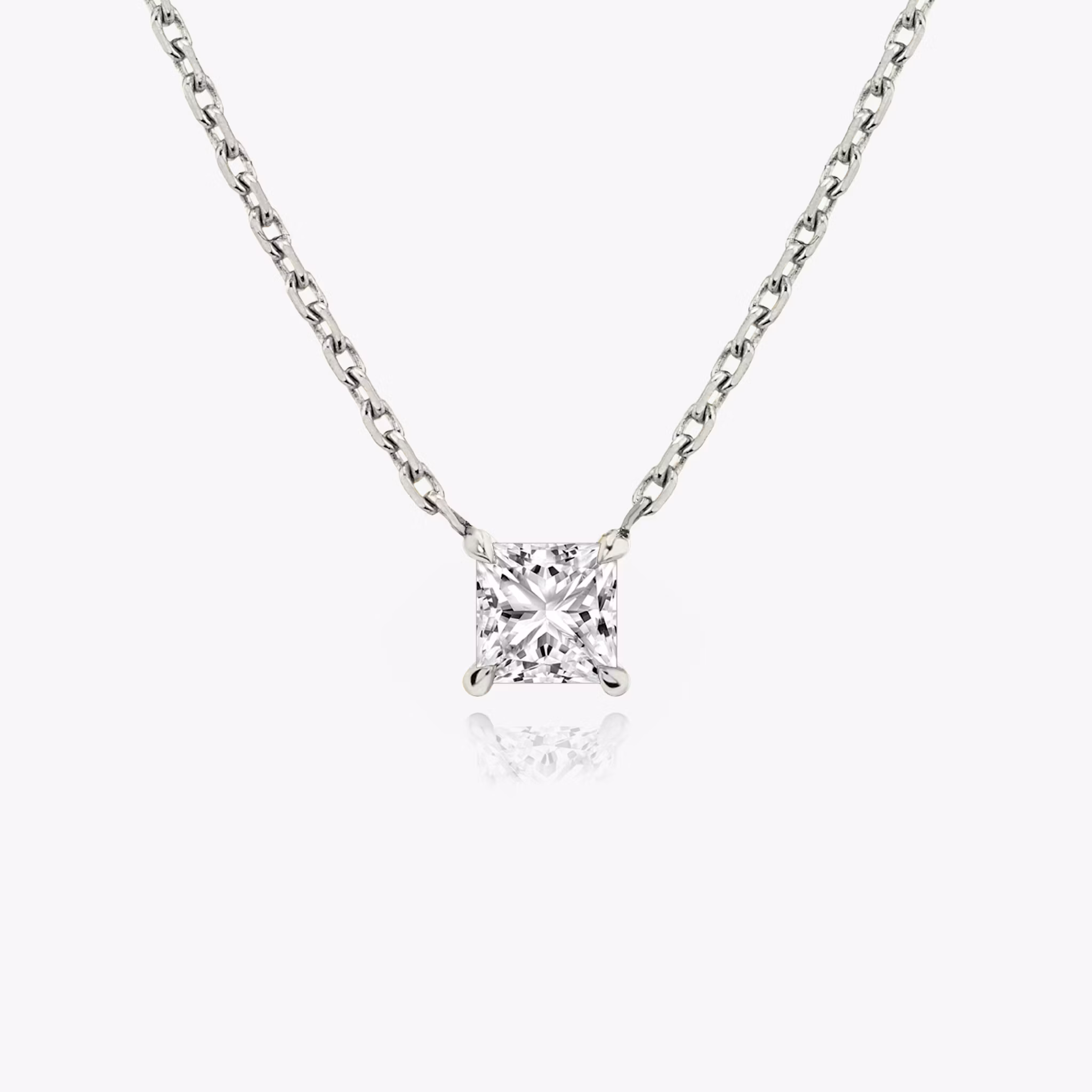 VRAI Solitaire Necklace Princess | White Gold