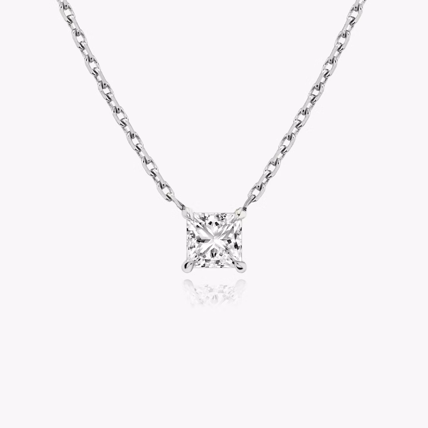 Collar Solitario VRAI | Princesa | 14k | Oro blanco | caratWeight: 1.0ct